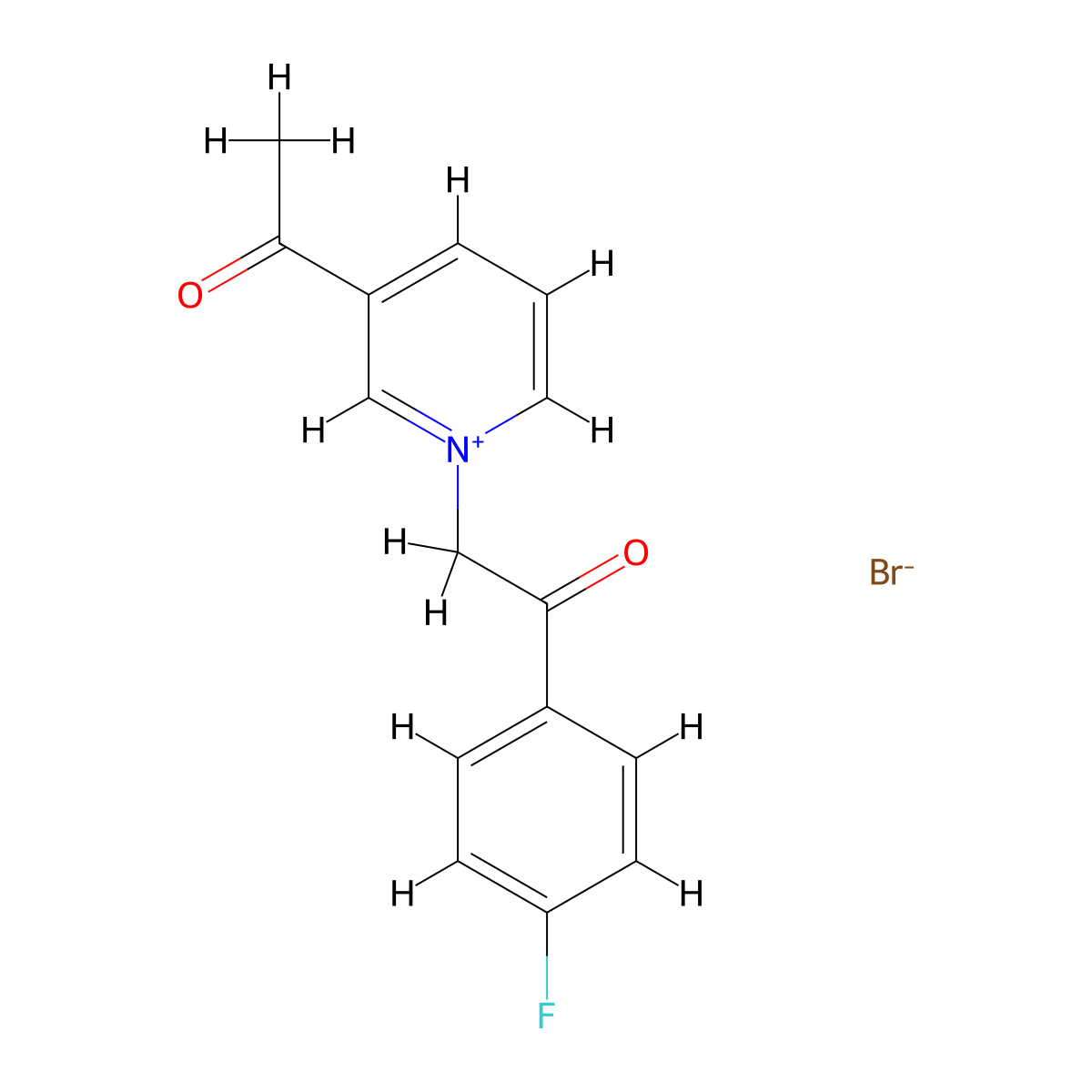 3-Acetyl-1-[2-(4-fluorophenyl)-2-oxoethyl]pyridin-1-ium bromide molecular structure, CAS 347-87-5