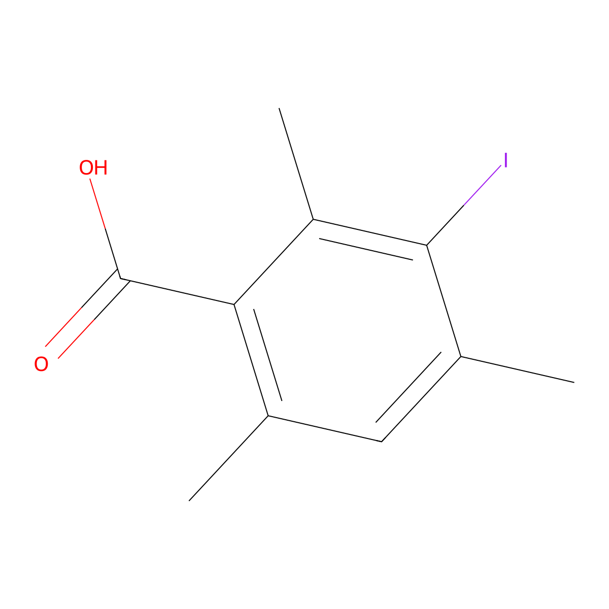 3-Iodo-2,4,6-trimethylbenzoic acid molecular structure, CAS 34701-83-2