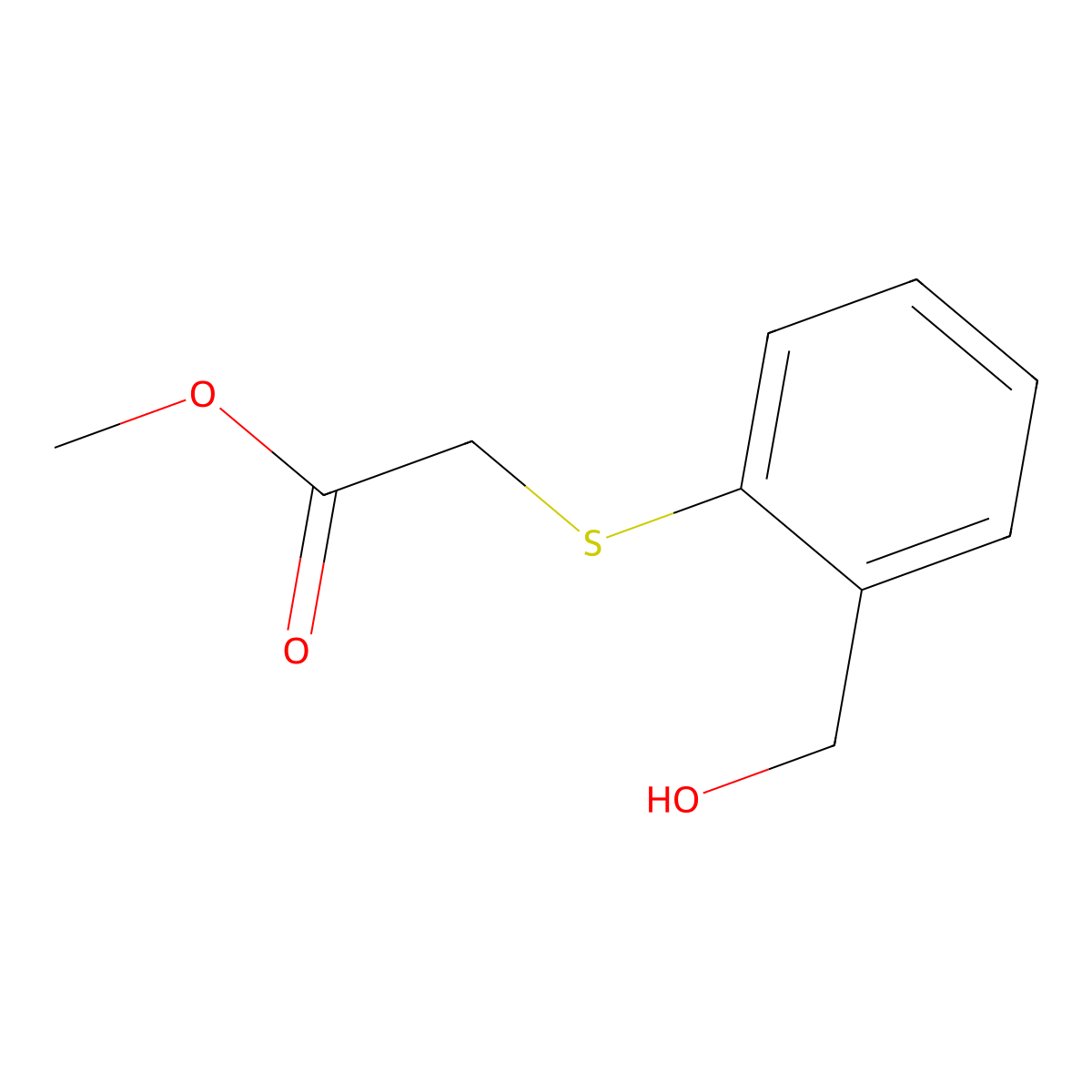 Methyl 2-{[2-(hydroxymethyl)phenyl]sulfanyl}acetate molecular structure, CAS 34702-07-3