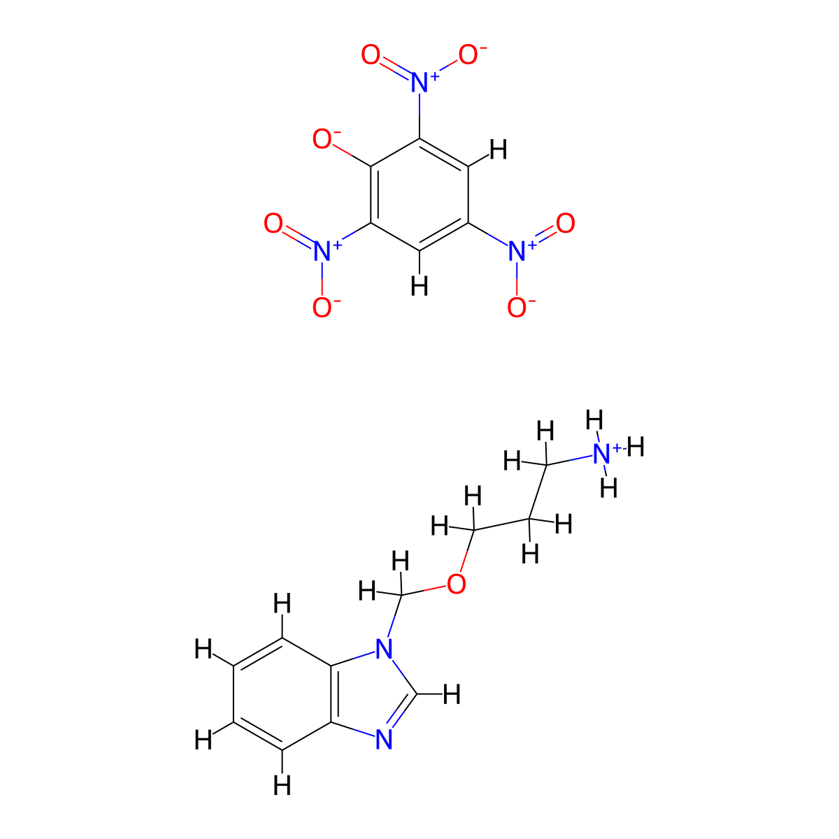 Benzimidazole, 1-((3-aminopropoxy)methyl)-, picrate molecular structure, CAS 34703-79-2