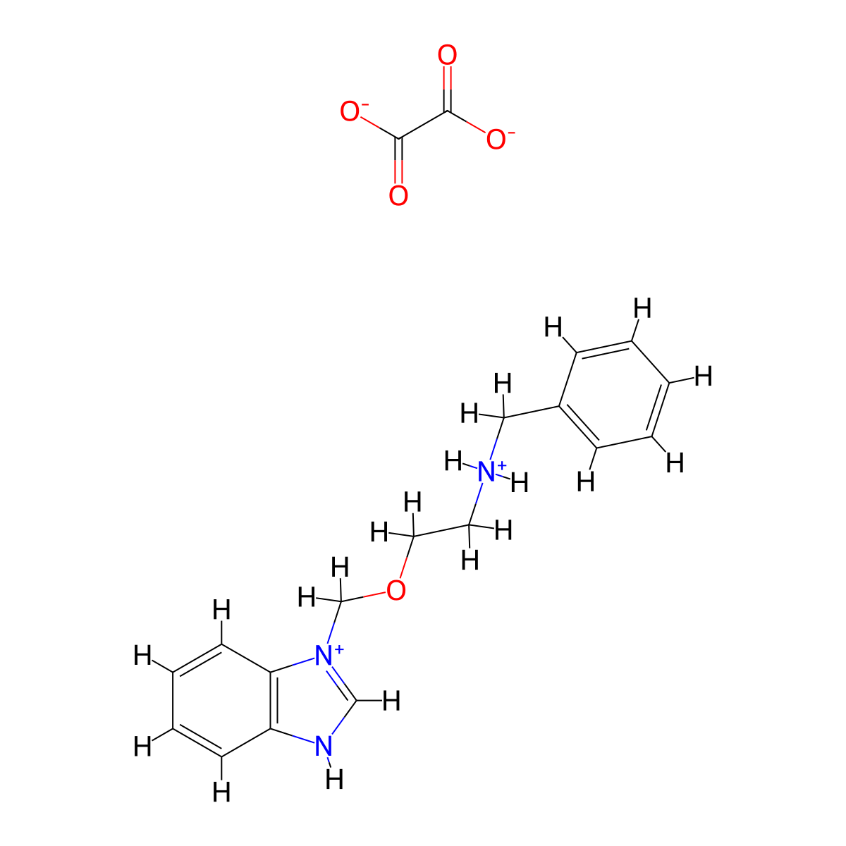 Benzimidazole, 1-((2-(benzylamino)ethoxy)methyl)-, oxalate molecular structure, CAS 34703-80-5