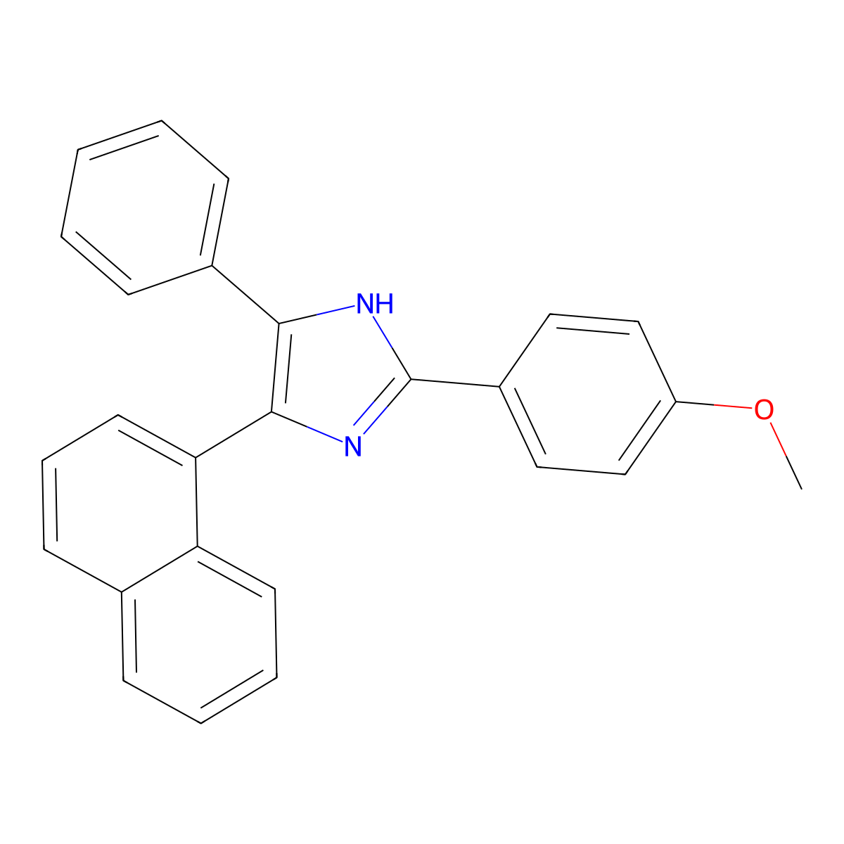 2-(4-methoxyphenyl)-5-naphthalen-1-yl-4-phenyl-1H-imidazole molecular structure, CAS 34705-63-0