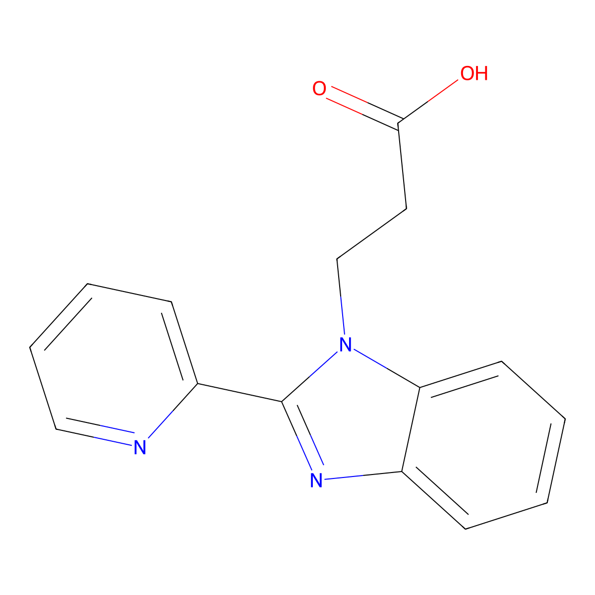 3-(2-Pyridin-2-yl-benzoimidazol-1-yl)-propionic acid molecular structure, CAS 34707-85-2