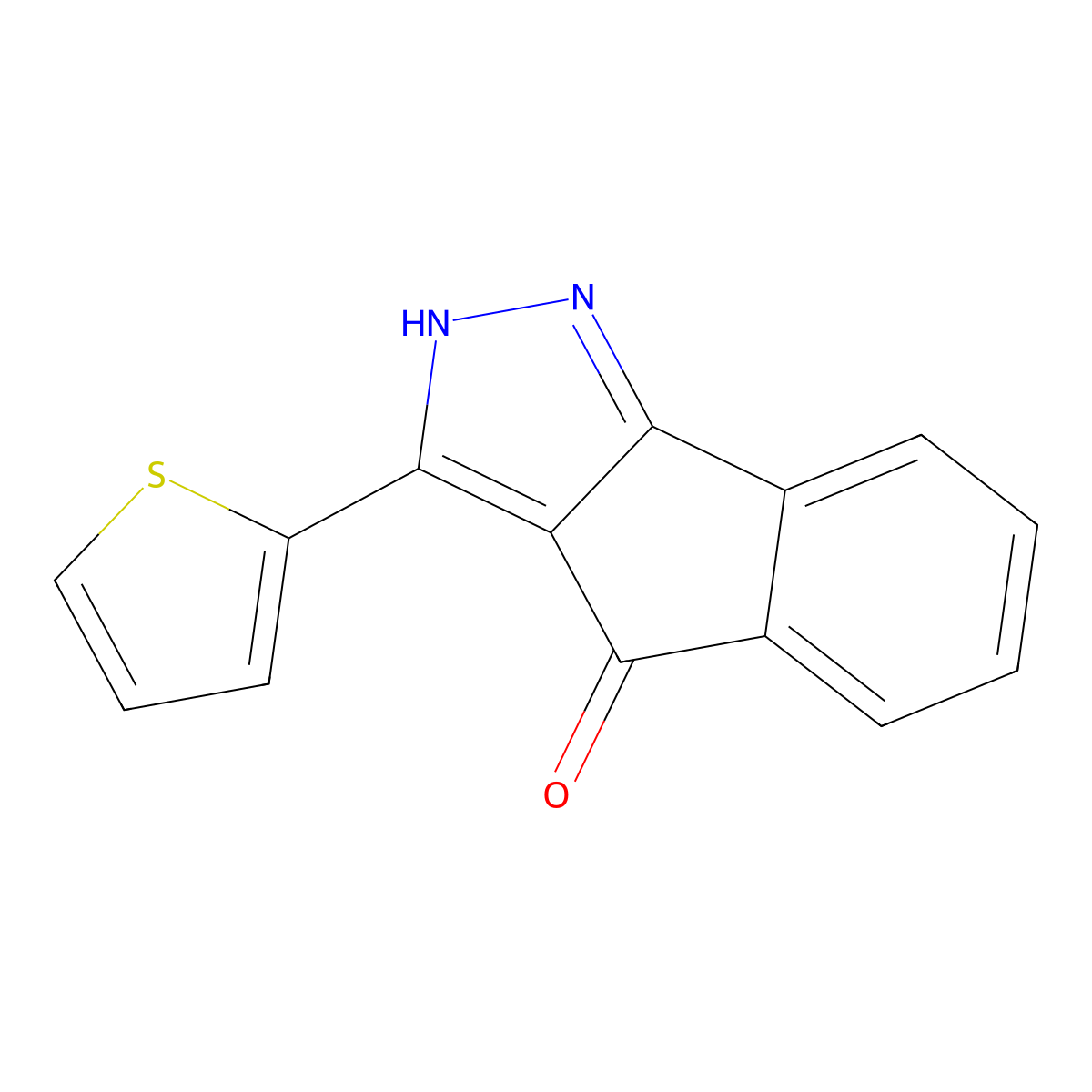 3-(2-Thienyl)indeno[3,2-C]pyrazol-4-one molecular structure, CAS 34708-90-2