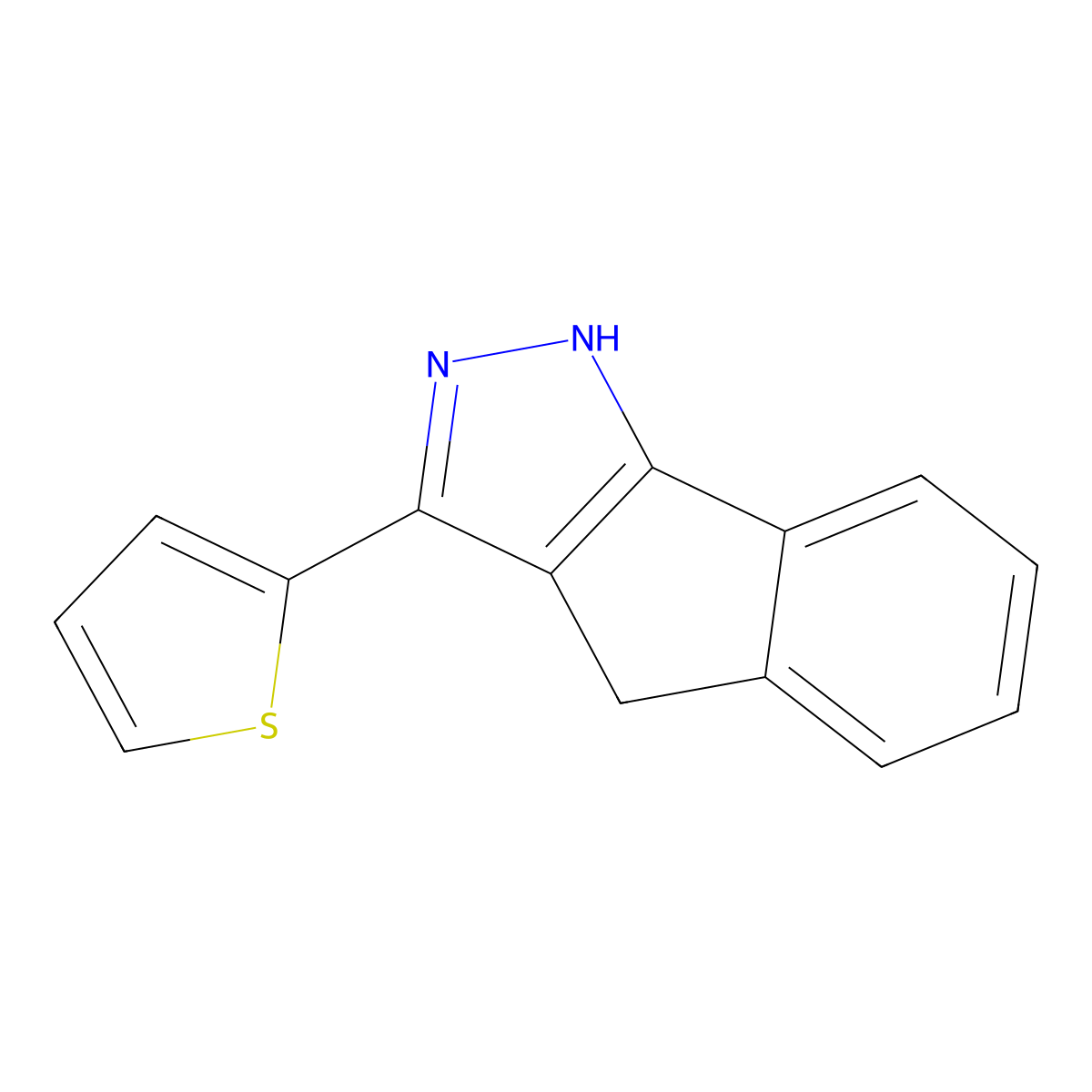 2-Indeno[2,3-D]pyrazol-3-ylthiophene molecular structure, CAS 34708-97-9