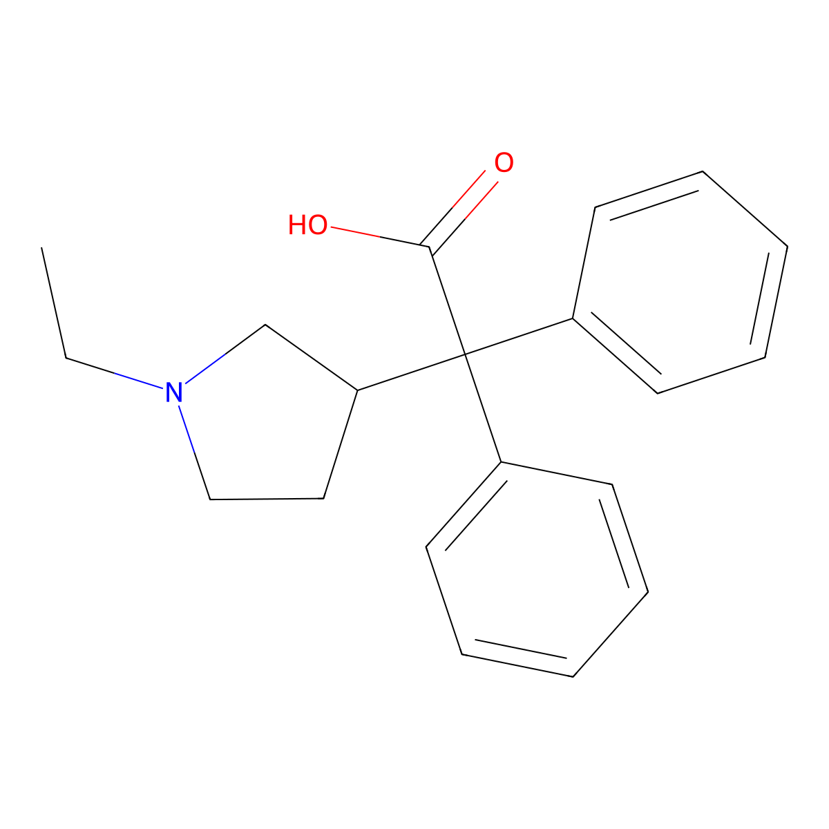 2-(1-Ethylpyrrolidin-3-yl)-2,2-diphenylacetic acid molecular structure, CAS 3471-97-4