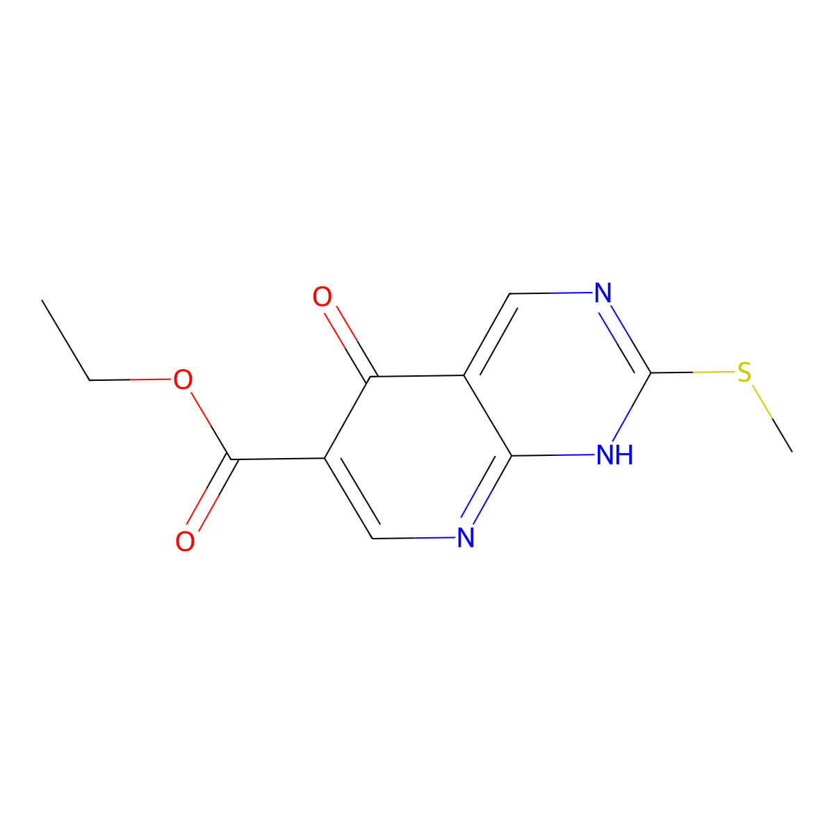 Ethyl 2-(methylthio)-5-oxo-5,8-dihydropyrido[2,3-d]pyrimidine-6-carboxylate molecular structure, CAS 34711-92-7