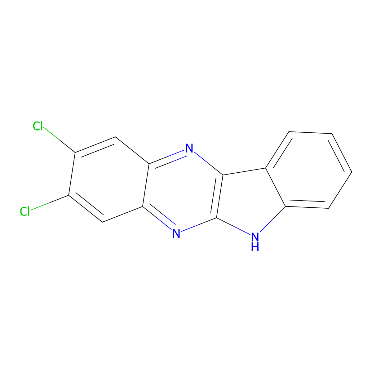 6H-Indolo(2,3-b)quinoxaline, 2,3-dichloro- molecular structure, CAS 34712-15-7