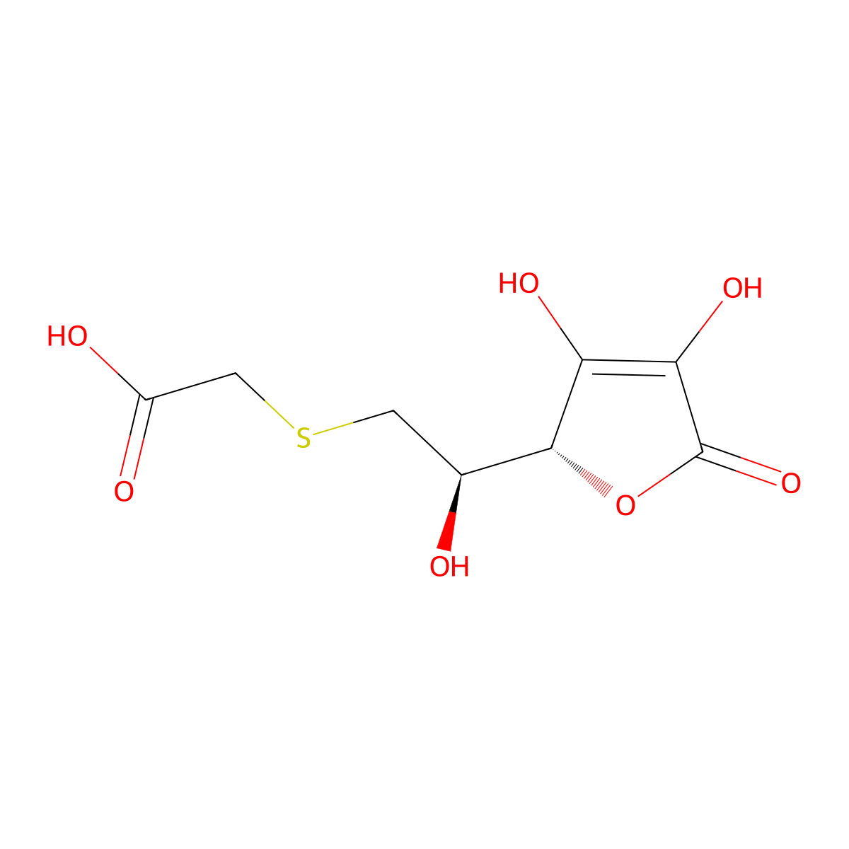 2-{[(2R)-2-[(2R)-3,4-dihydroxy-5-oxo-2,5-dihydrofuran-2-yl]-2-hydroxyethyl]sulfanyl}acetic acid molecular structure, CAS 347147-14-2