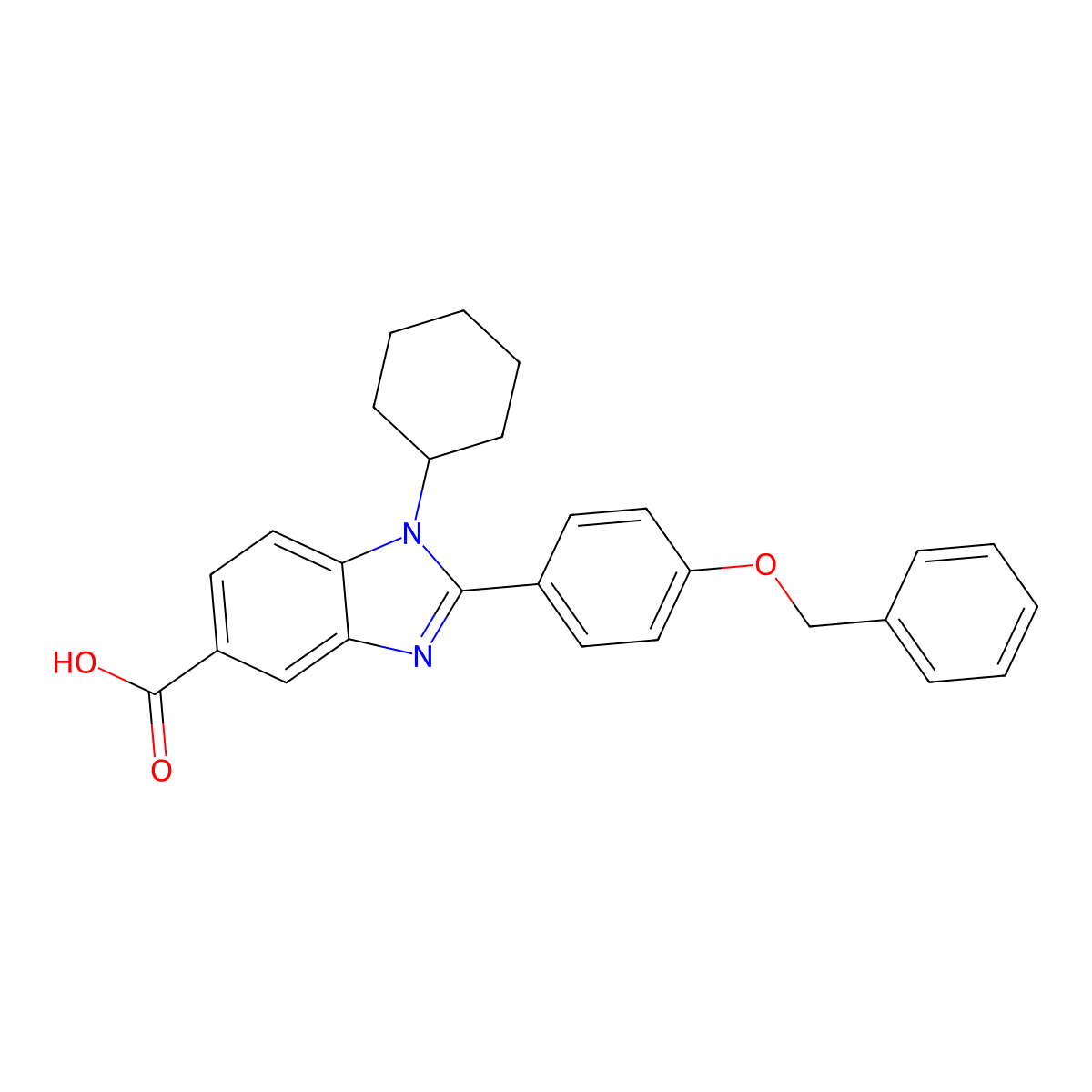 2-[4-(Benzyloxy)phenyl]-1-cyclohexyl-1h-benzimidazole-5-carboxylic acid molecular structure, CAS 347166-09-0