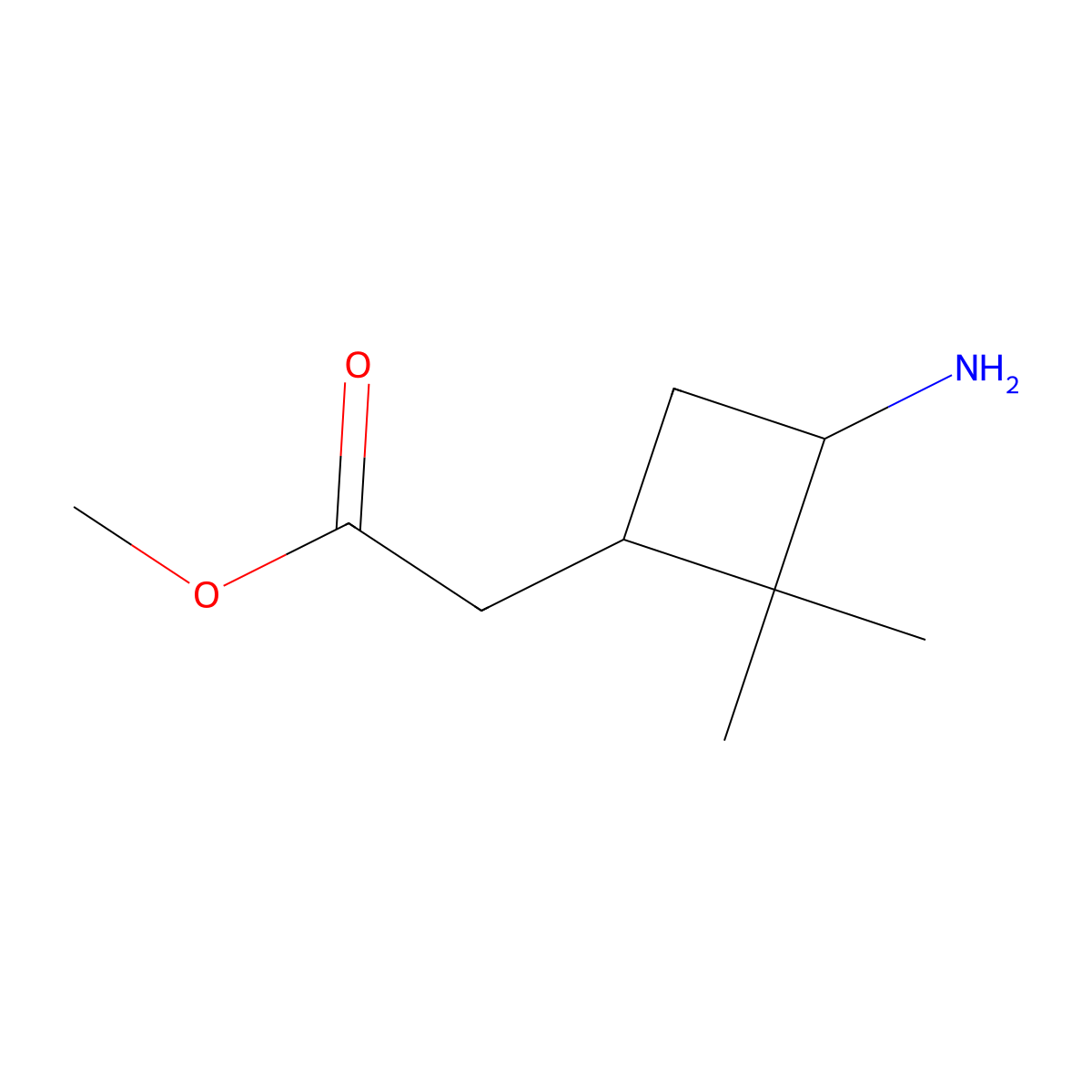 Methyl 2-(3-amino-2,2-dimethylcyclobutyl)acetate molecular structure, CAS 347184-77-4