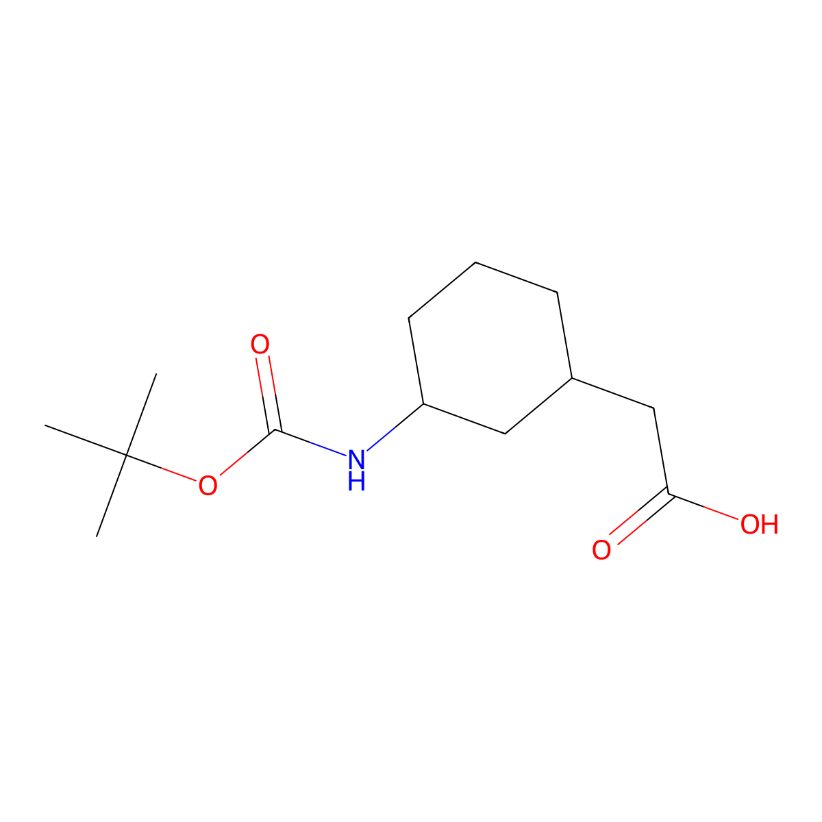 2-(3-{[(tert-butoxy)carbonyl]amino}cyclohexyl)acetic acid, Mixture of diastereomers molecular structure, CAS 347185-01-7