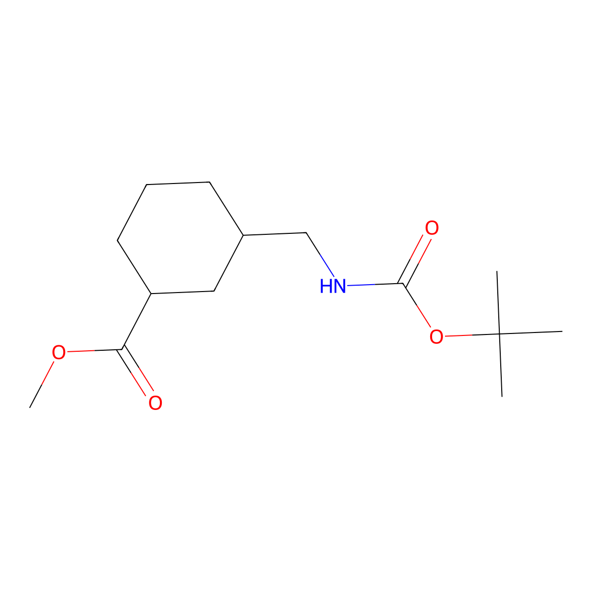 Methyl 3-[(tert-butoxycarbonylamino)methyl]cyclohexanecarboxylate molecular structure, CAS 347185-09-5