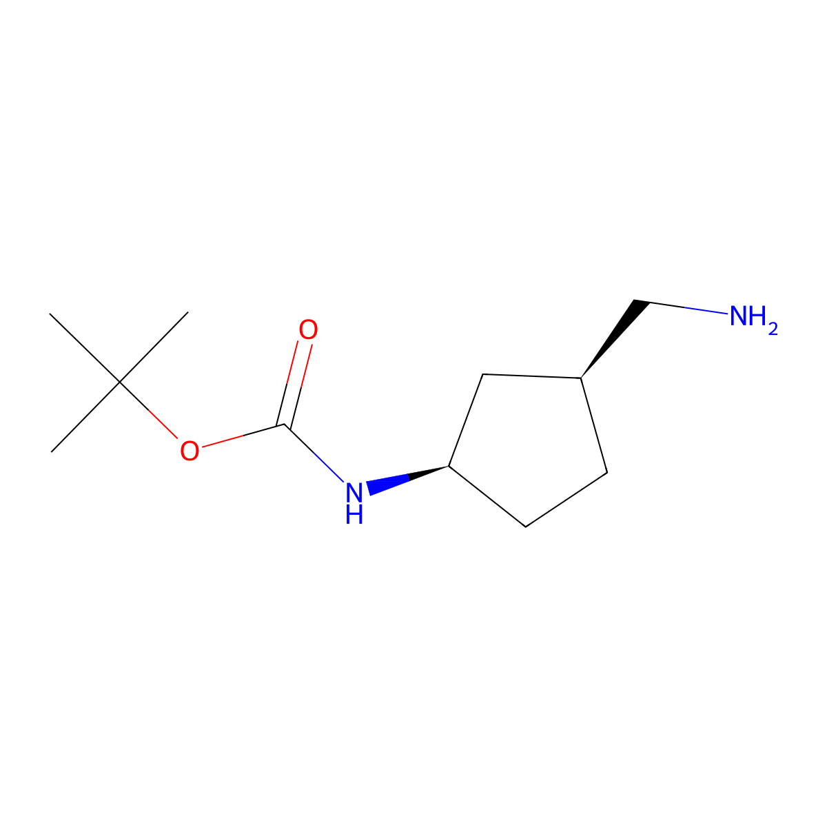 tert-butyl N-((1R,3S)-3-(aminomethyl)cyclopentyl)carbamate molecular structure, CAS 347185-71-1