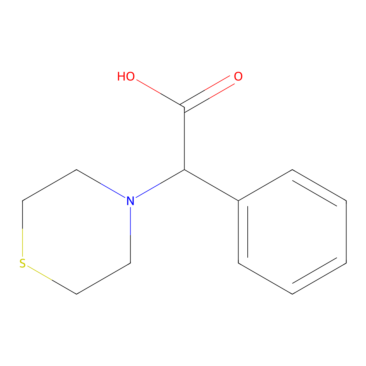 2-Phenyl-2-thiomorpholinoacetic acid molecular structure, CAS 347186-22-5