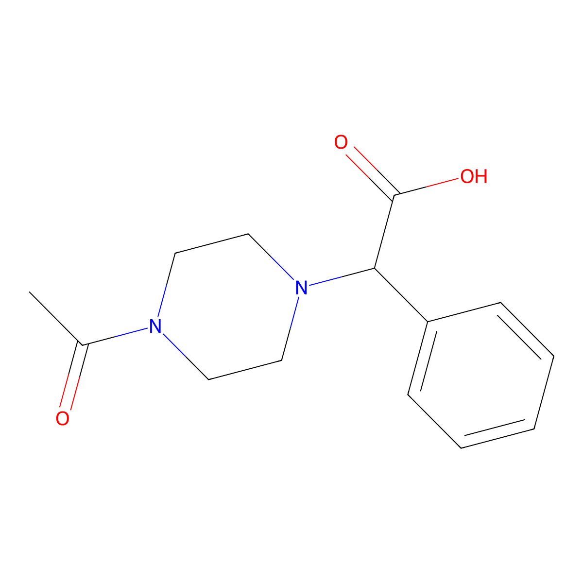 2-(4-Acetylpiperazin-1-YL)-2-phenylacetic acid molecular structure, CAS 347186-26-9