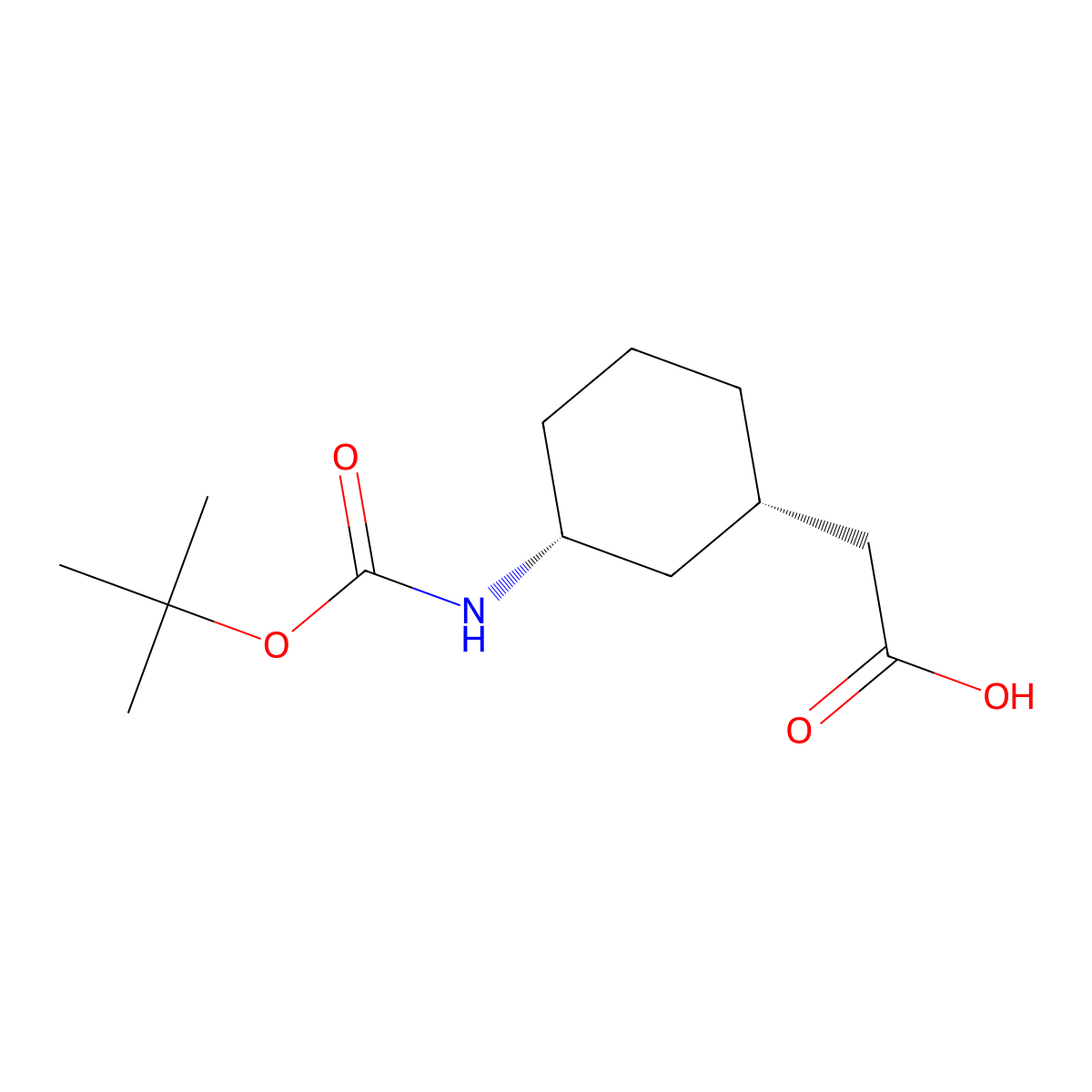 rac-2-[(1R,3S)-3-{[(tert-butoxy)carbonyl]amino}cyclohexyl]acetic acid molecular structure, CAS 347186-39-4