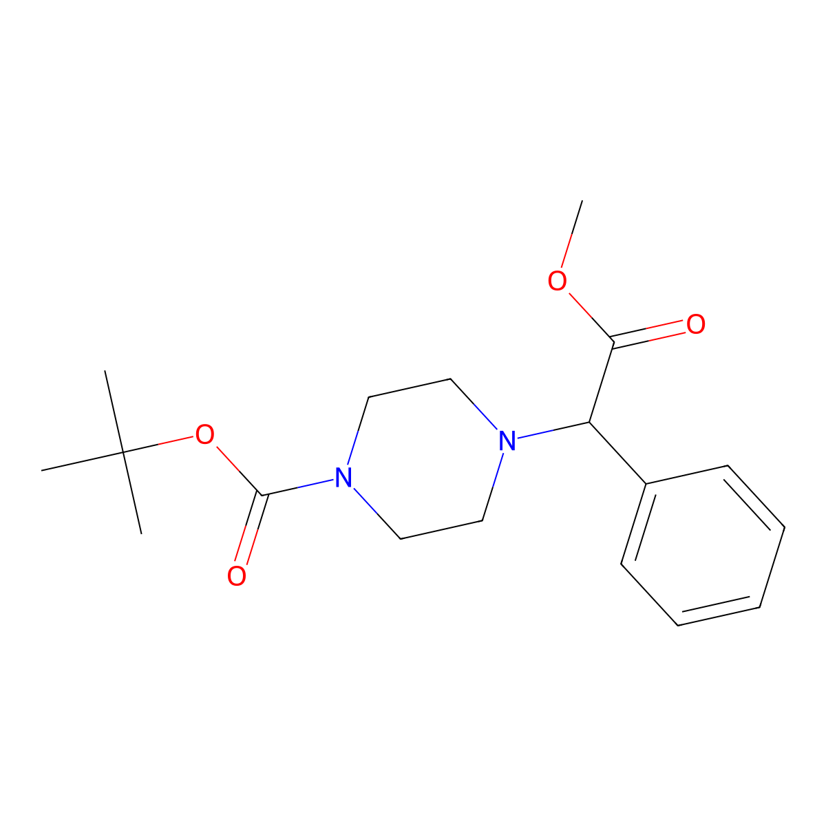 Tert-butyl 4-(2-methoxy-2-oxo-1-phenylethyl)piperazine-1-carboxylate molecular structure, CAS 347186-48-5