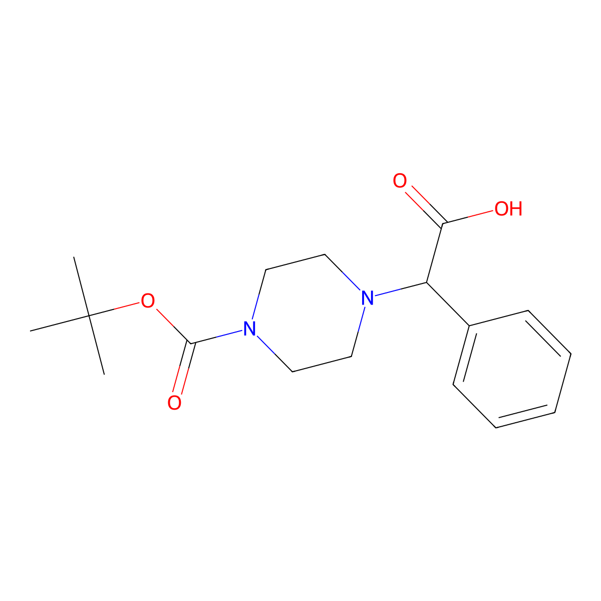 2-(4-Boc-piperazinyl)-2-phenylacetic acid molecular structure, CAS 347186-49-6