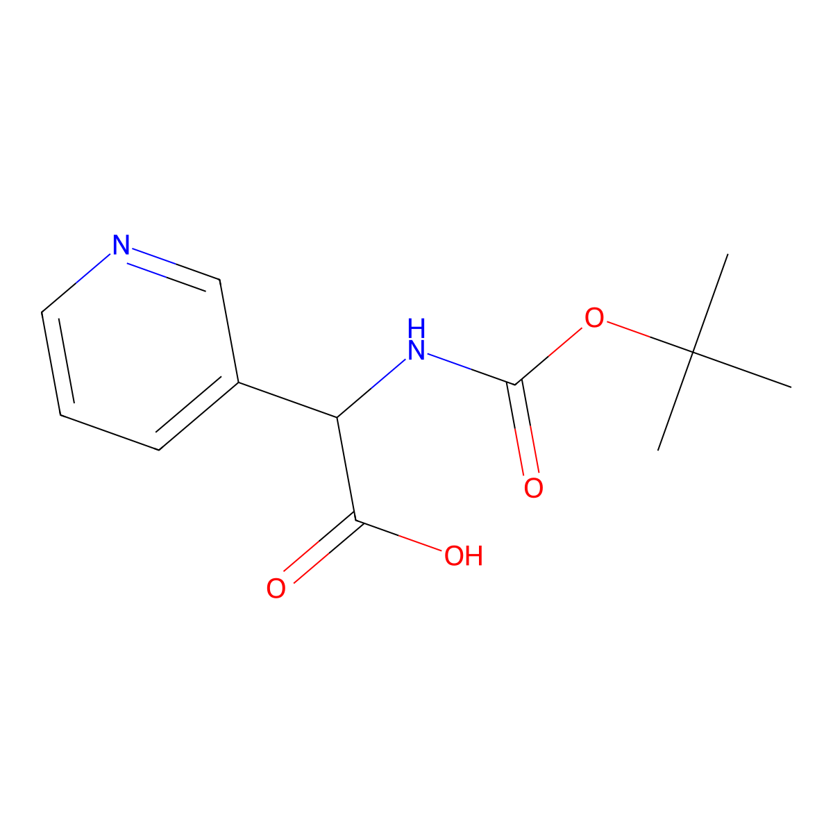 2-(((Tert-butoxy)carbonyl)amino)-2-(pyridin-3-yl)acetic acid molecular structure, CAS 347187-29-5