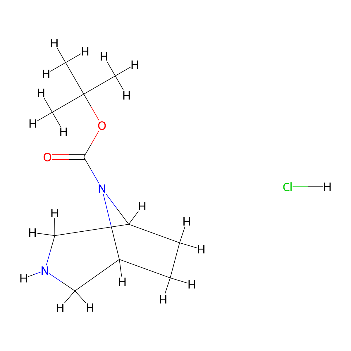tert-Butyl 3,8-diazabicyclo[3.2.1]octane-8-carboxylate hydrochloride molecular structure, CAS 347195-73-7