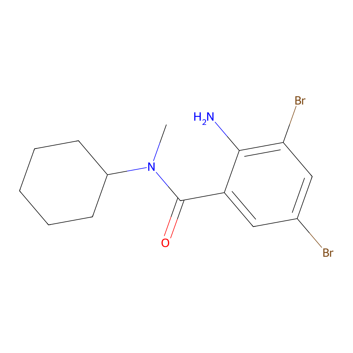 2-amino-3,5-dibromo-N-cyclohexyl-N-methylbenzamide molecular structure, CAS 3472-84-2