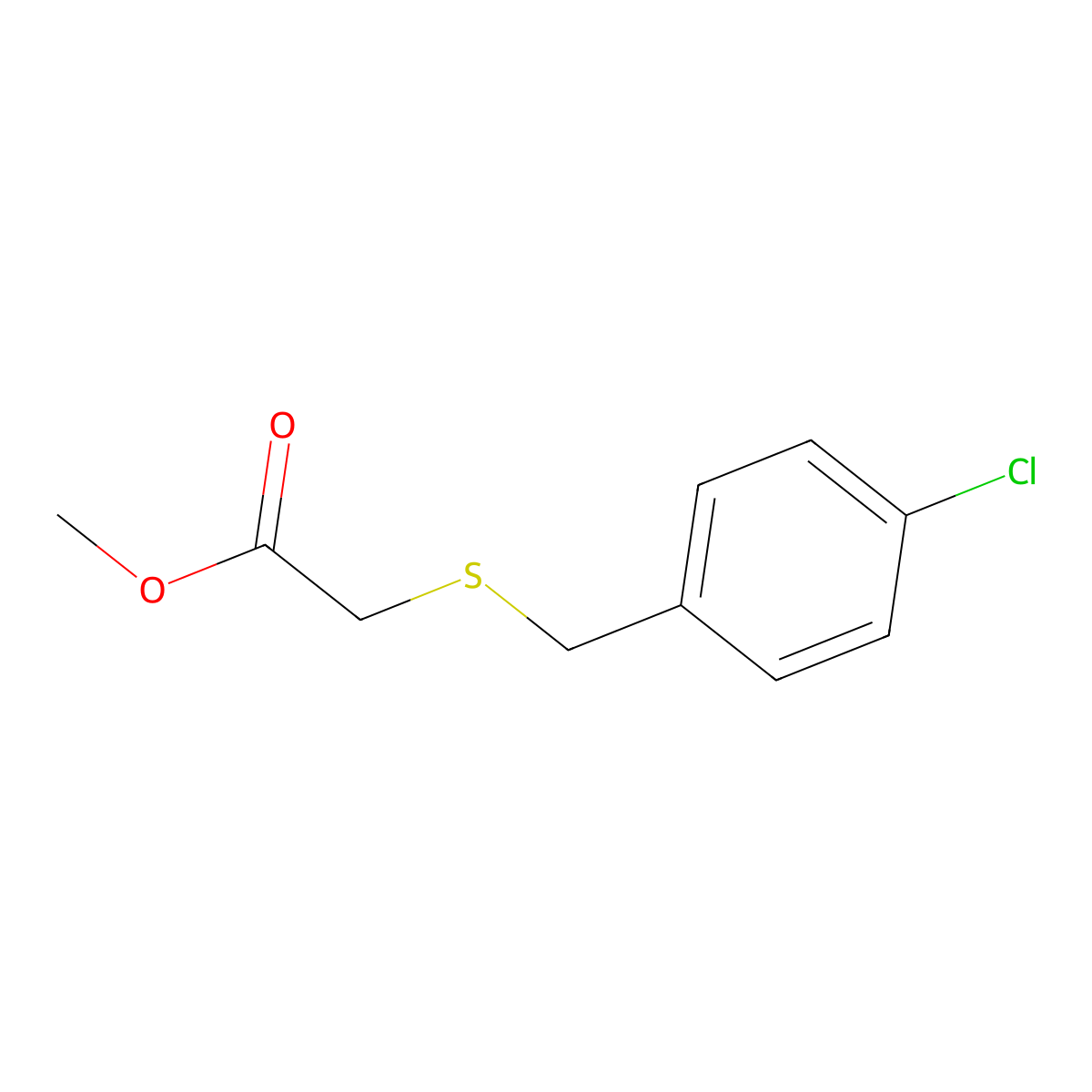 Methyl 2-(4-chlorobenzylthio)acetate molecular structure, CAS 34722-42-4