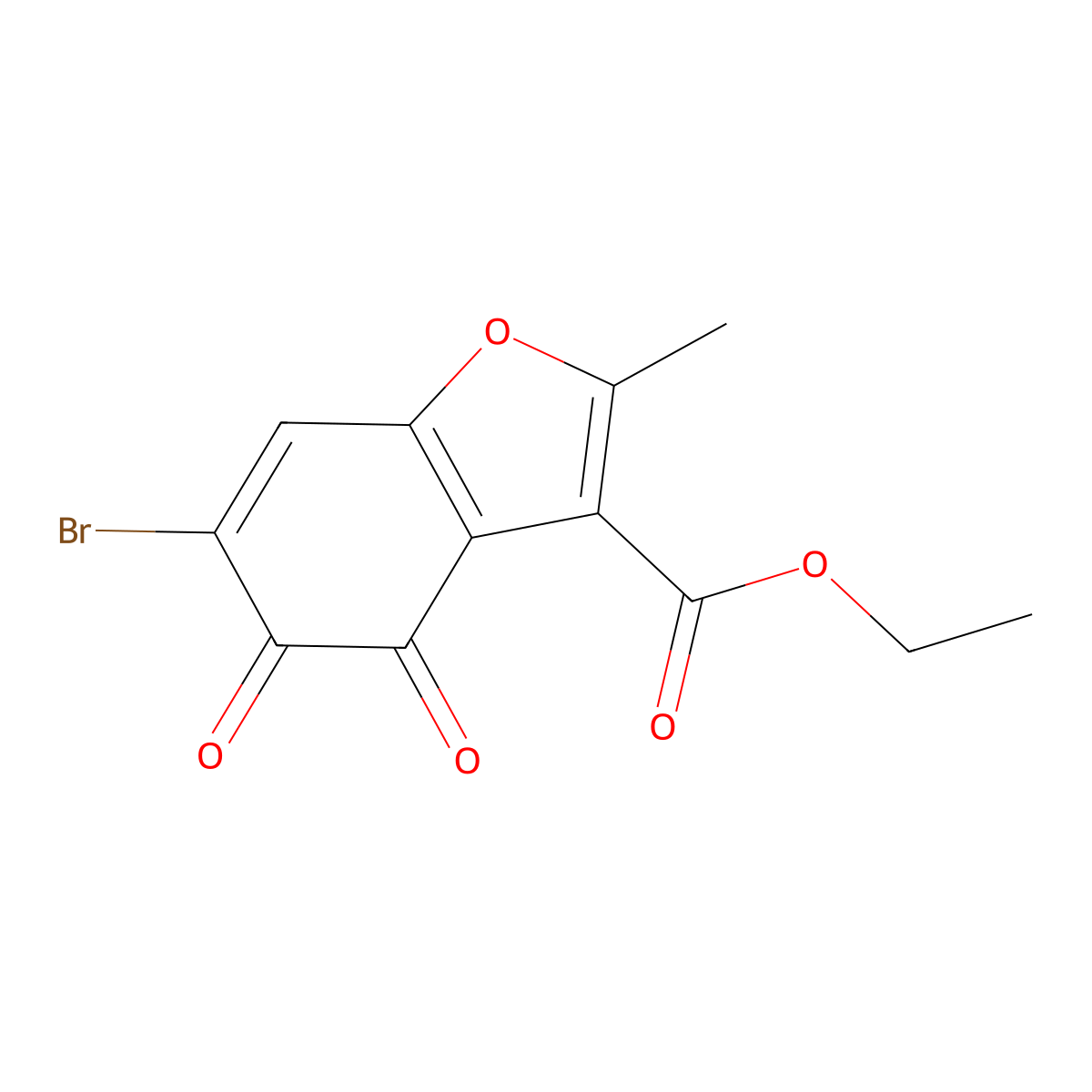 Ethyl 6-bromo-2-methyl-4,5-dioxo-4,5-dihydro-1-benzofuran-3-carboxylate molecular structure, CAS 34724-46-4