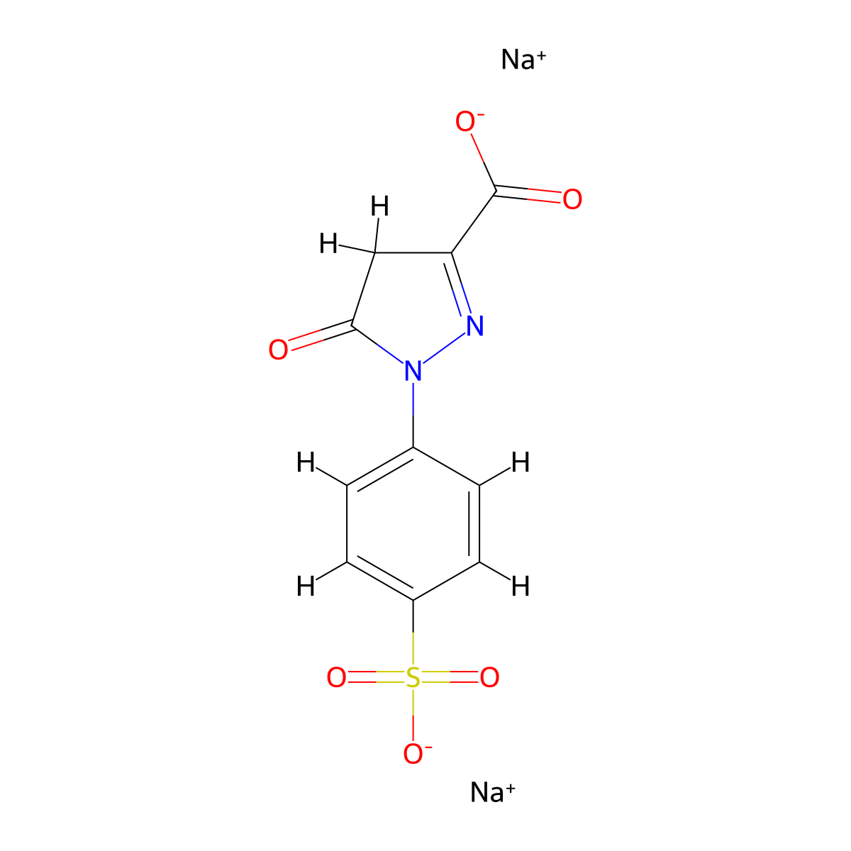 Disodium 4,5-dihydro-5-oxo-1-(4-sulphonatophenyl)-1H-pyrazole-3-carboxylate molecular structure, CAS 3473-75-4