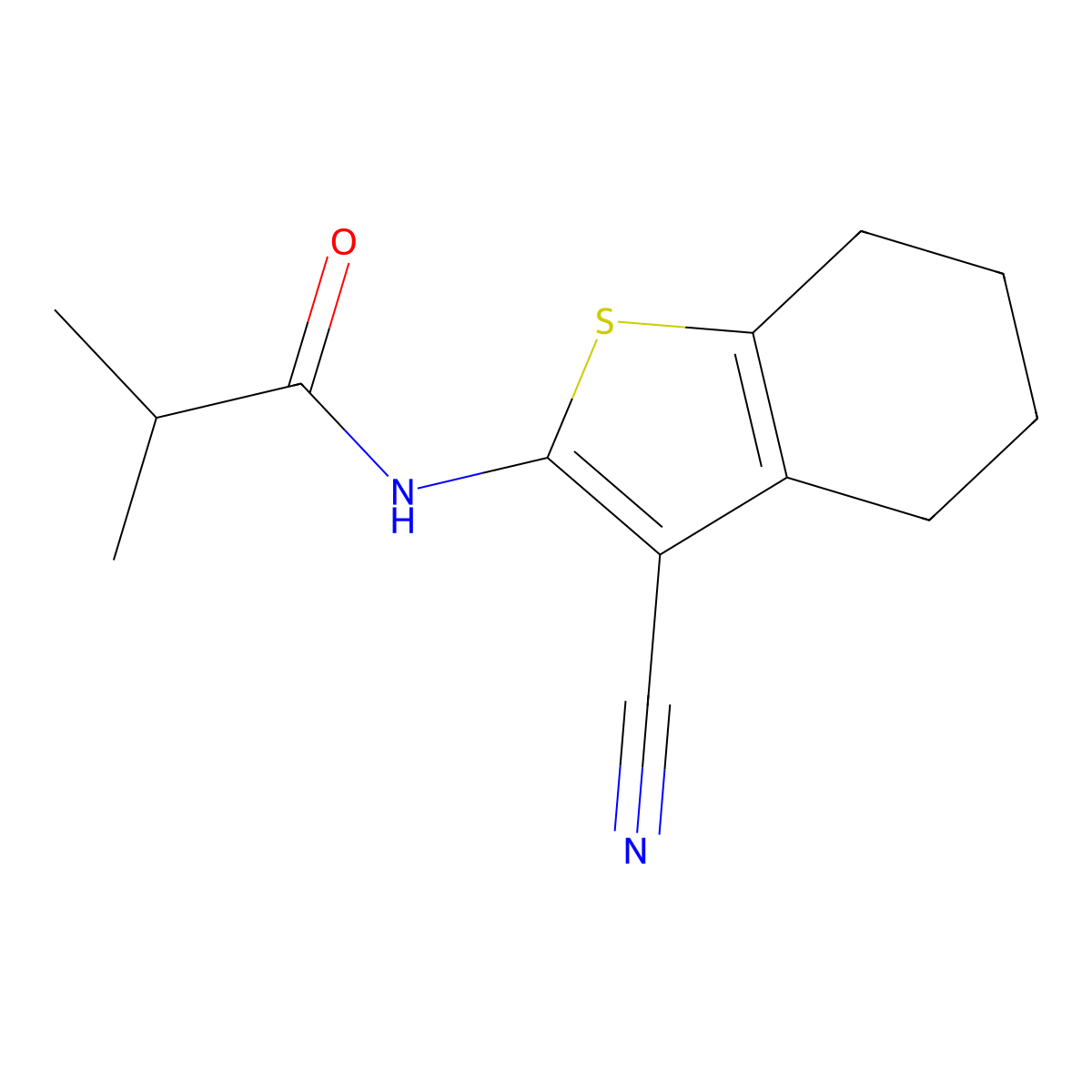 N-(3-cyano-4,5,6,7-tetrahydro-1-benzothiophen-2-yl)-2-methylpropanamide molecular structure, CAS 347308-45-6