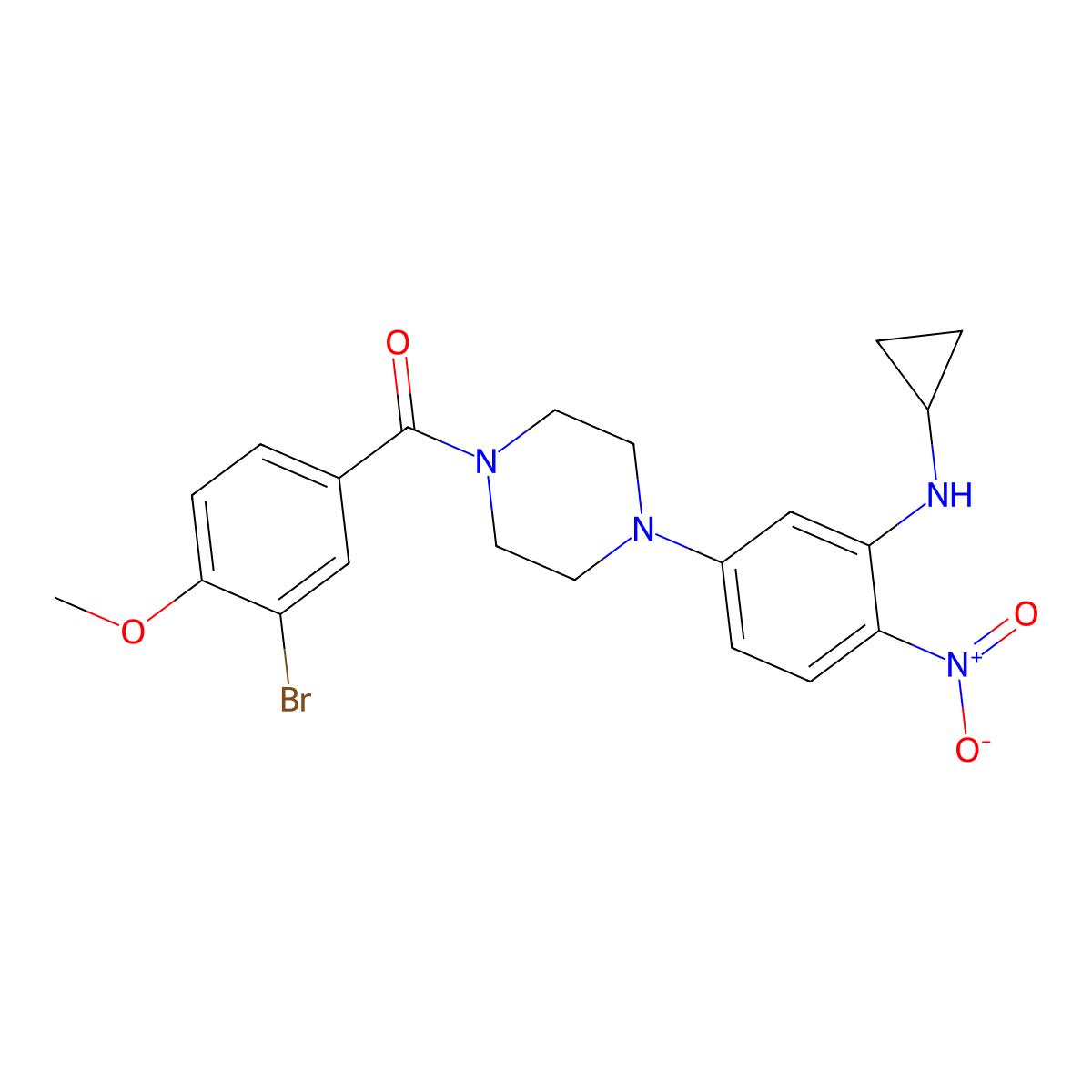 (3-Bromo-4-methoxyphenyl)-[4-[3-(cyclopropylamino)-4-nitrophenyl]piperazin-1-yl]methanone molecular structure, CAS 347308-98-9