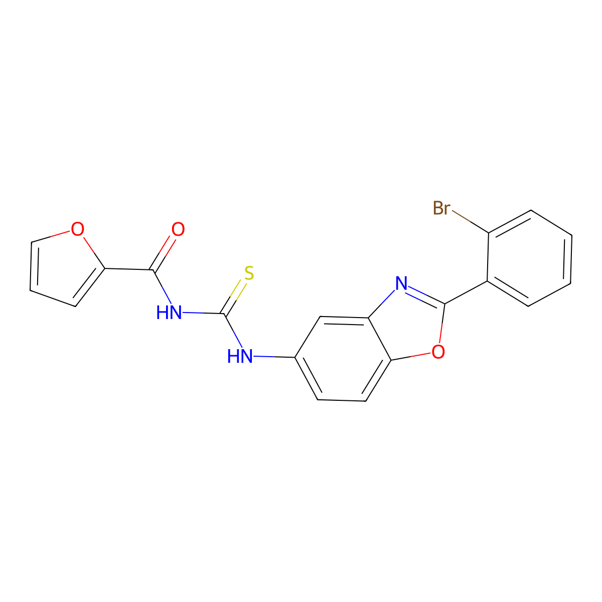 N-[2-(2-bromophenyl)-1,3-benzoxazol-5-yl]-N'-(2-furoyl)thiourea molecular structure, CAS 347309-32-4