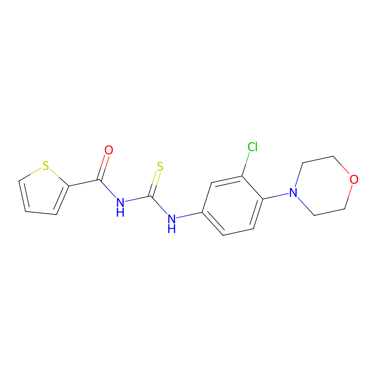 N-[[3-chloro-4-(4-morpholinyl)anilino]-sulfanylidenemethyl]-2-thiophenecarboxamide molecular structure, CAS 347309-46-0