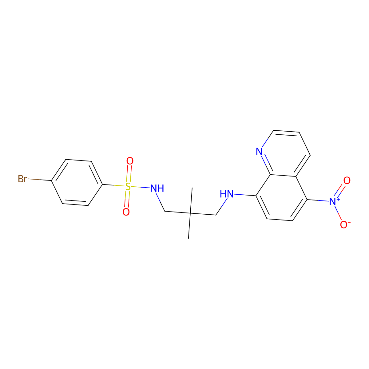 4-bromo-N-[2,2-dimethyl-3-[(5-nitroquinolin-8-yl)amino]propyl]benzenesulfonamide molecular structure, CAS 347309-67-5