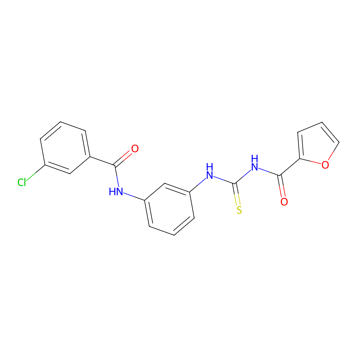 N-[[3-[(3-chlorobenzoyl)amino]phenyl]carbamothioyl]furan-2-carboxamide molecular structure, CAS 347309-79-9