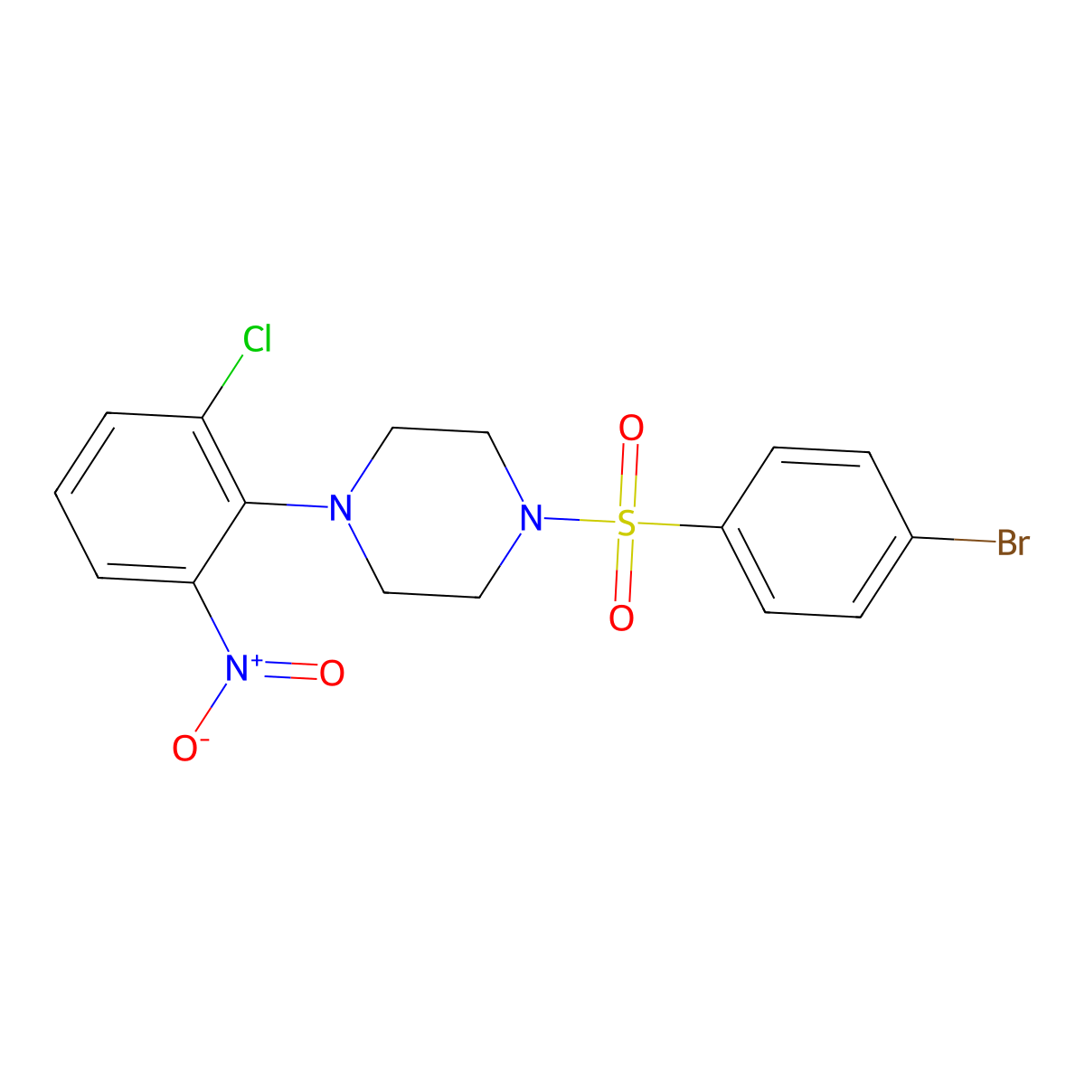 1-(4-Bromophenyl)sulfonyl-4-(2-chloro-6-nitrophenyl)piperazine molecular structure, CAS 347309-81-3