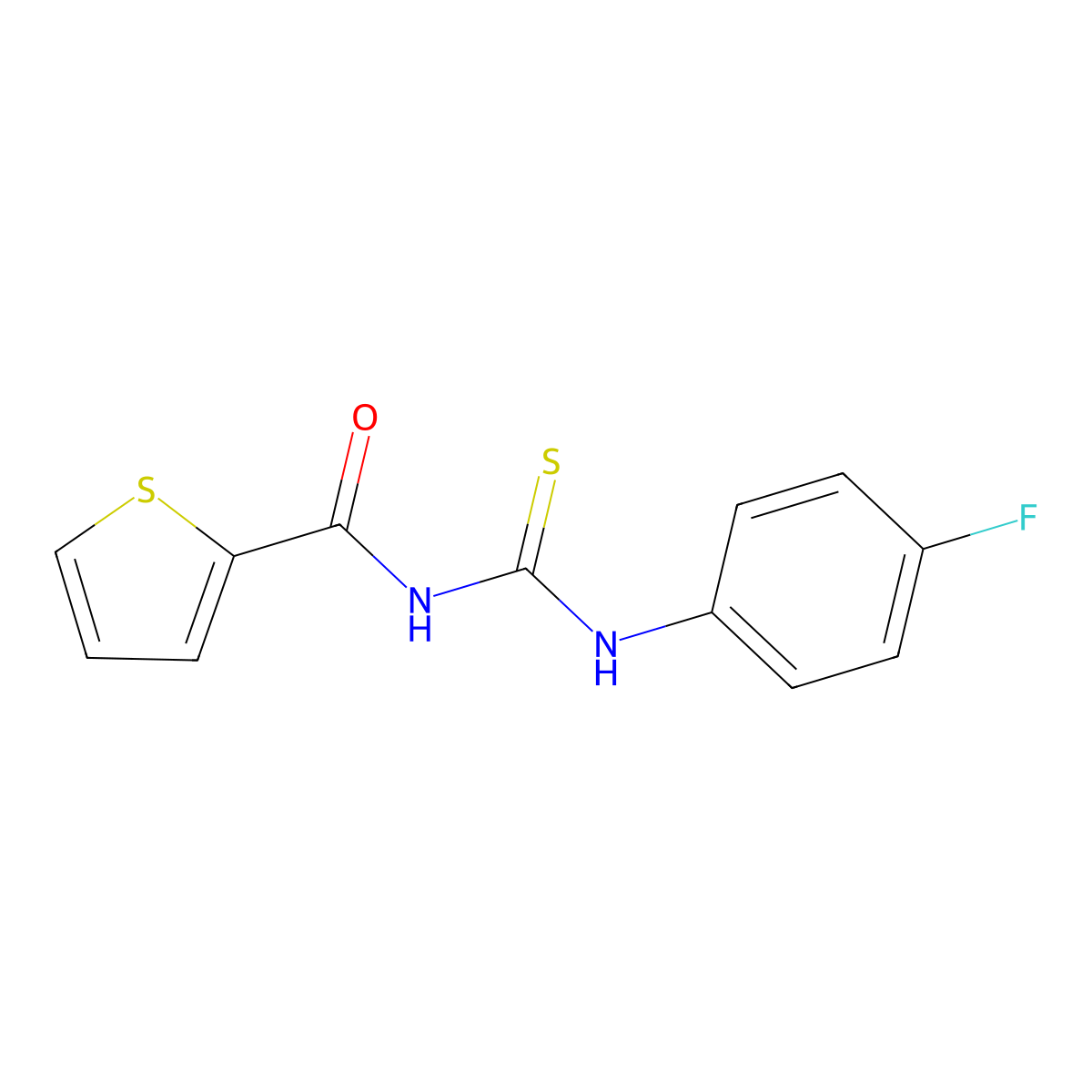 N-(4-fluorophenyl)-N'-(2-thienylcarbonyl)thiourea molecular structure, CAS 347309-90-4