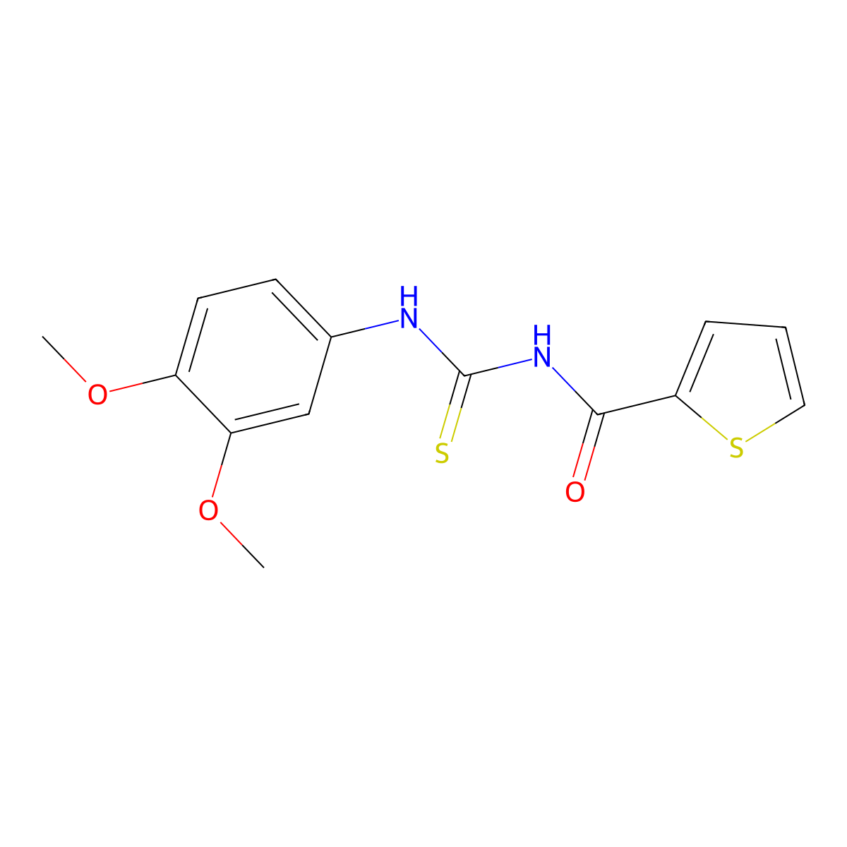 N-[(3,4-dimethoxyphenyl)carbamothioyl]thiophene-2-carboxamide molecular structure, CAS 347309-97-1