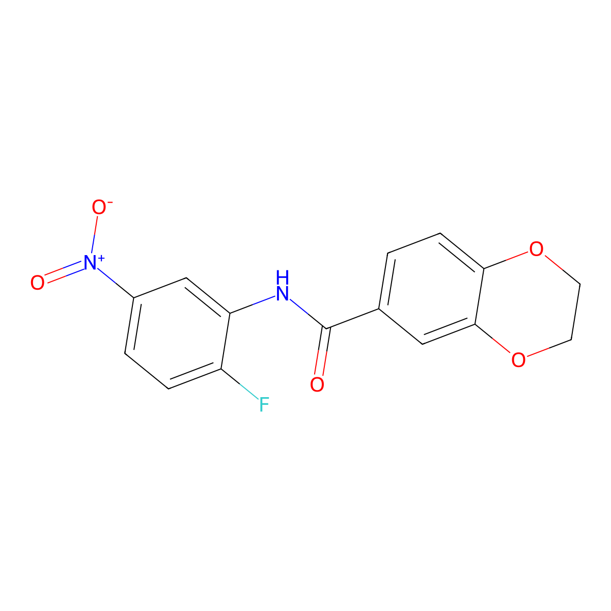 N-(2-fluoro-5-nitrophenyl)-2,3-dihydro-1,4-benzodioxine-6-carboxamide molecular structure, CAS 347310-03-6