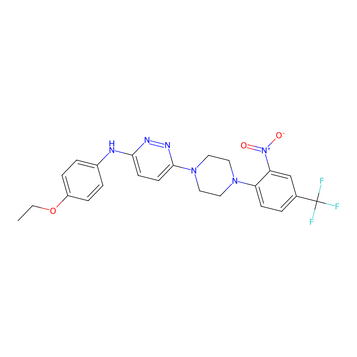 N-(4-ethoxyphenyl)-6-[4-[2-nitro-4-(trifluoromethyl)phenyl]piperazin-1-yl]pyridazin-3-amine molecular structure, CAS 347310-21-8