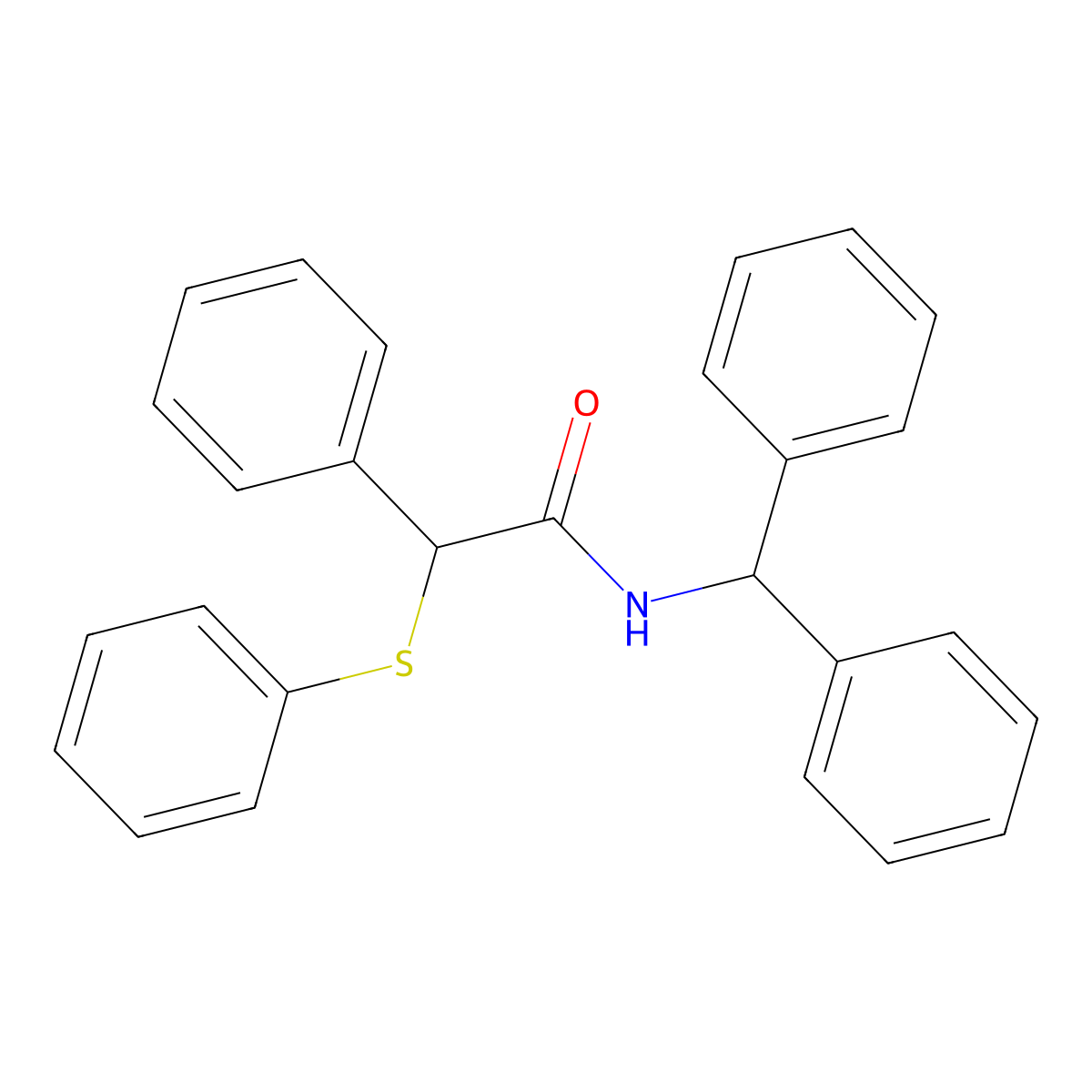 N-(diphenylmethyl)-2-phenyl-2-(phenylsulfanyl)acetamide molecular structure, CAS 347310-23-0