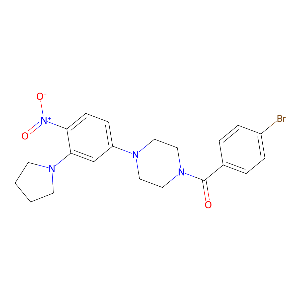 1-(4-Bromobenzoyl)-4-{4-nitro-3-pyrrolidin-1-ylphenyl}piperazine molecular structure, CAS 347310-26-3