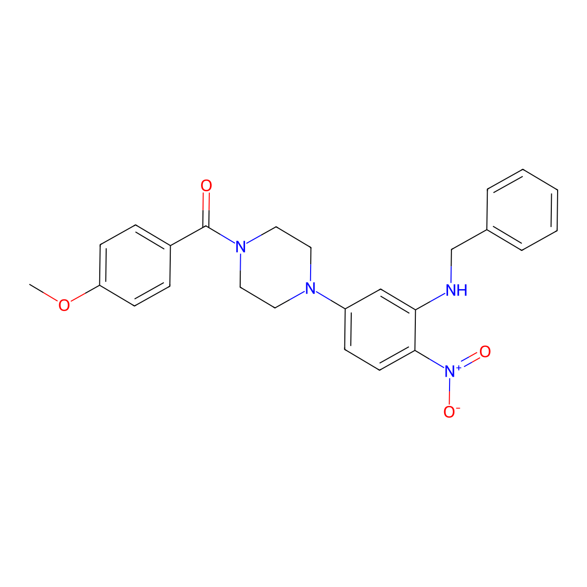 [4-[3-(Benzylamino)-4-nitrophenyl]piperazin-1-yl]-(4-methoxyphenyl)methanone molecular structure, CAS 347310-31-0