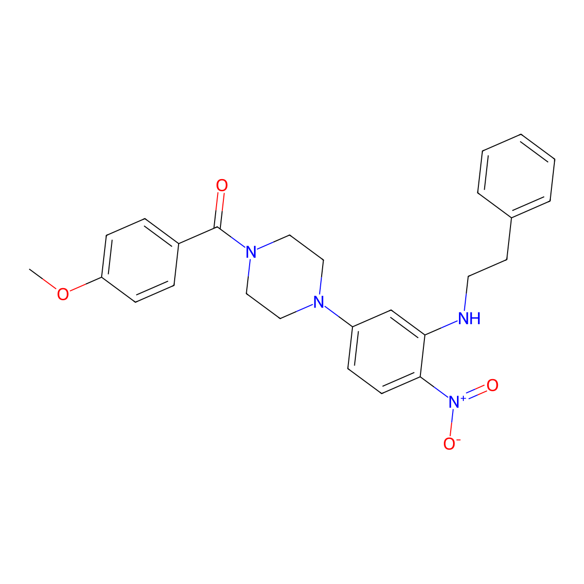 4-Methoxyphenyl 4-{4-nitro-3-[(2-phenylethyl)amino]phenyl}piperazinyl ketone molecular structure, CAS 347310-33-2