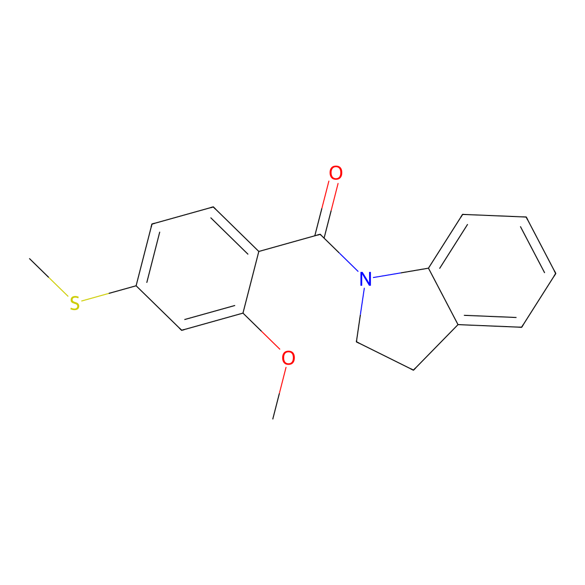 (2,3-Dihydro-indol-1-yl)-(2-methoxy-4-methylsulfanyl-phenyl)-methanone molecular structure, CAS 347310-35-4