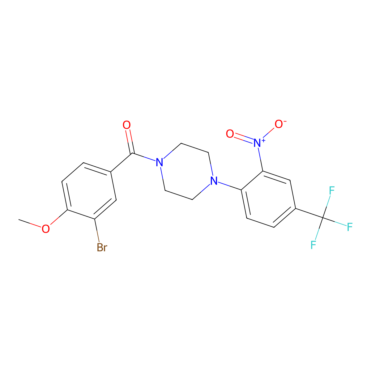 (3-Bromo-4-methoxyphenyl){4-[2-nitro-4-(trifluoromethyl)phenyl]piperazin-1-yl}methanone molecular structure, CAS 347310-55-8