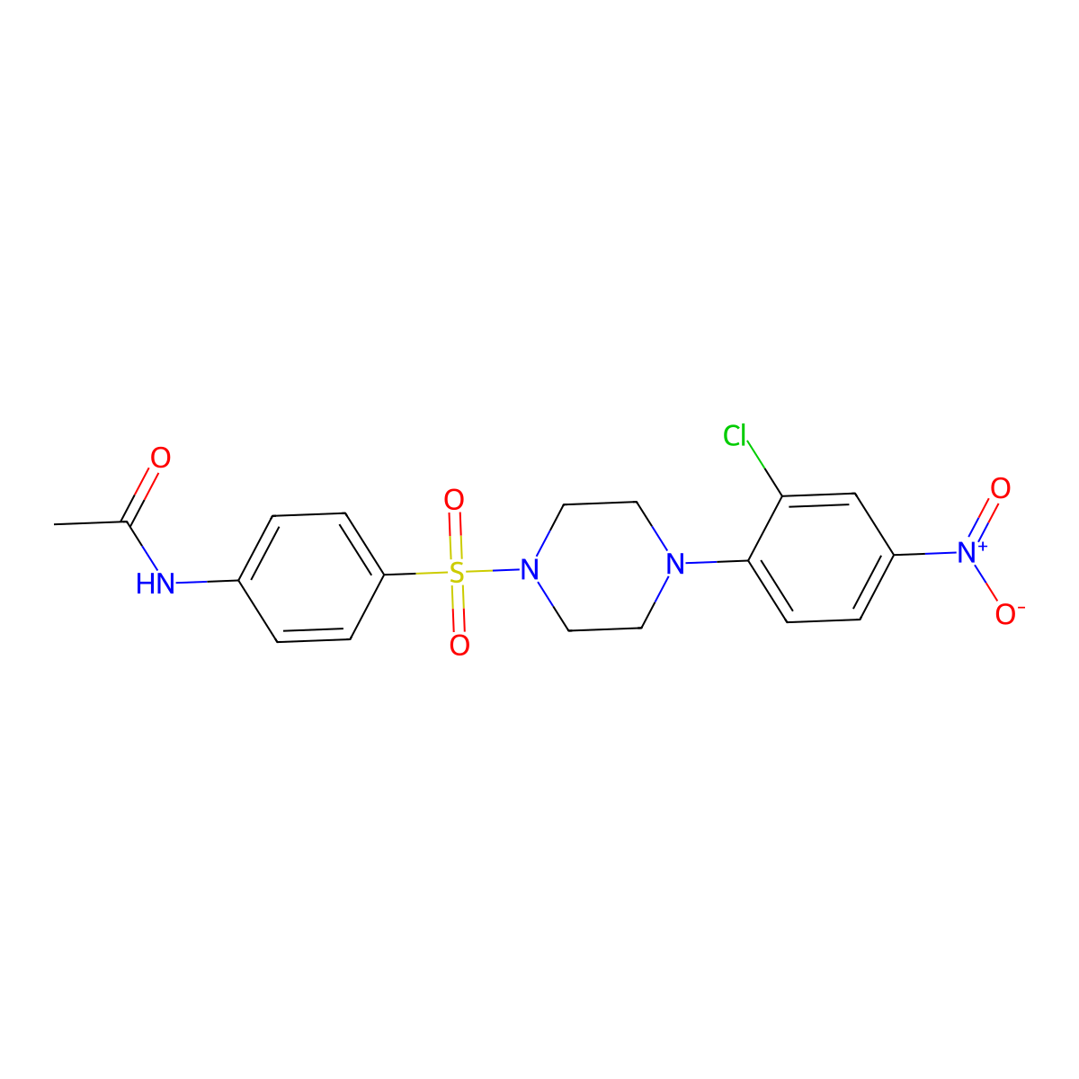 N-[4-[4-(2-chloro-4-nitrophenyl)piperazin-1-yl]sulfonylphenyl]acetamide molecular structure, CAS 347310-61-6
