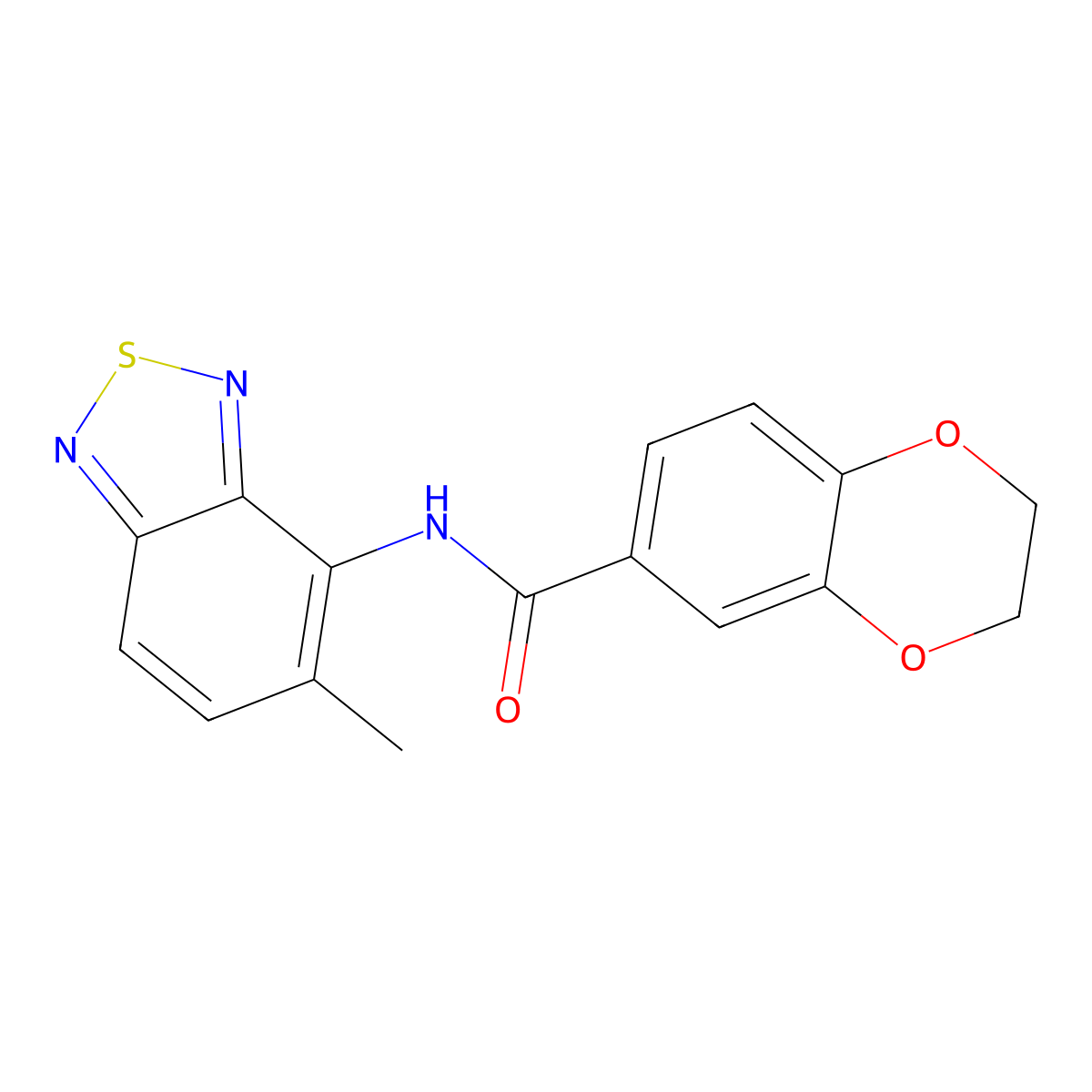 N-(5-methyl-2,1,3-benzothiadiazol-4-yl)-2,3-dihydro-1,4-benzodioxine-6-carboxamide molecular structure, CAS 347310-64-9