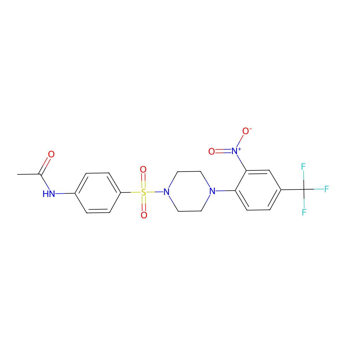 N-[4-[4-[2-nitro-4-(trifluoromethyl)phenyl]piperazin-1-yl]sulfonylphenyl]acetamide molecular structure, CAS 347310-67-2