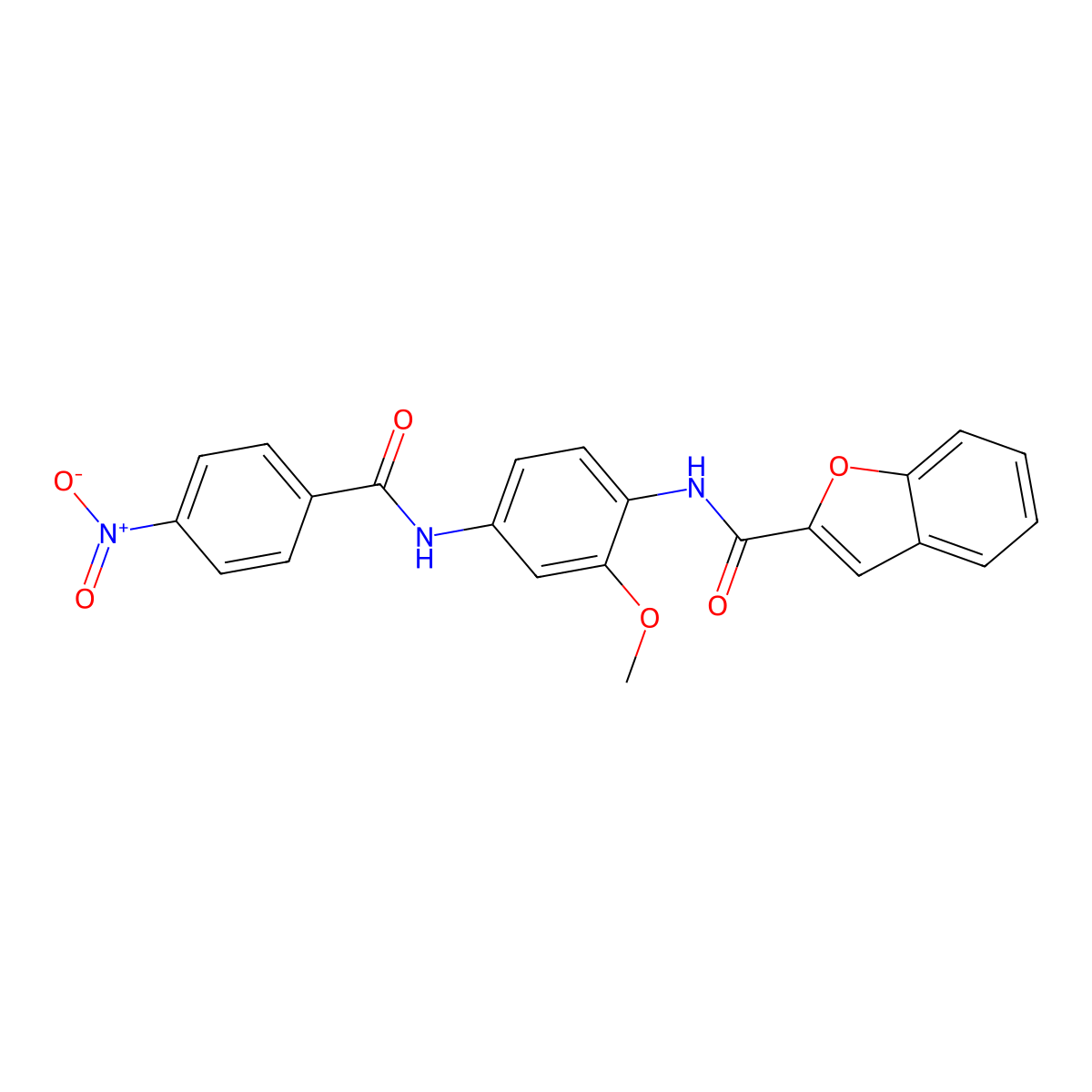 N-[2-methoxy-4-[(4-nitrobenzoyl)amino]phenyl]-1-benzofuran-2-carboxamide molecular structure, CAS 347310-87-6